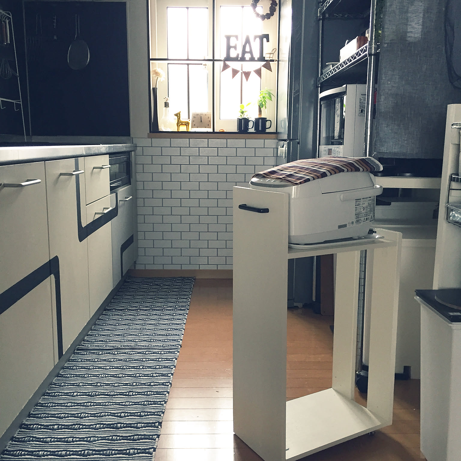 【新作】ランタンタイルのキッチンワゴン【handmade】ブラック×グレー 71a98ac7f020809c943c0c80cc8a86