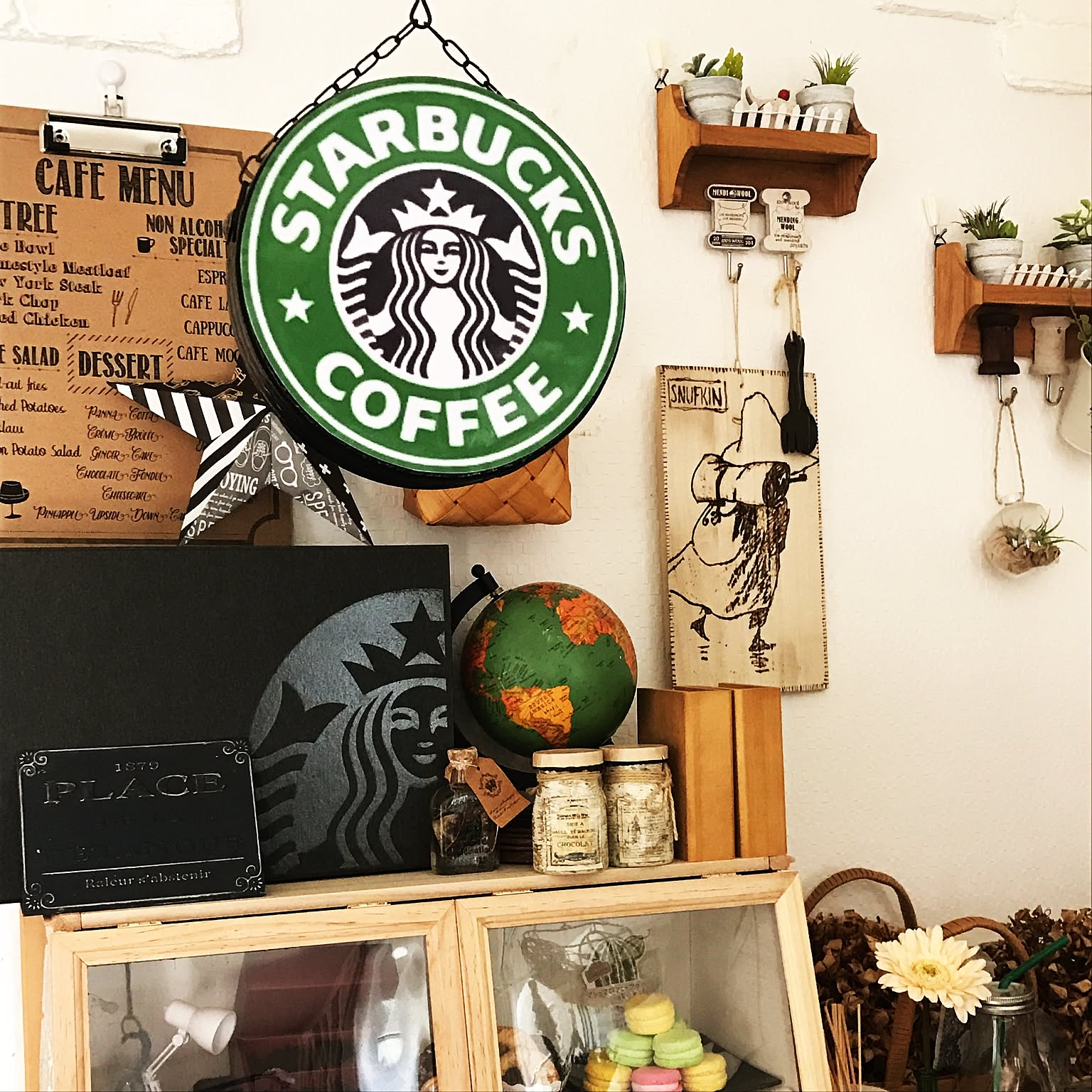 スターバックス　看板　タンブラー　インテリア スタバ風 スタバ風看板のインテリア実例 ｜ RoomClip（ルームクリップ）