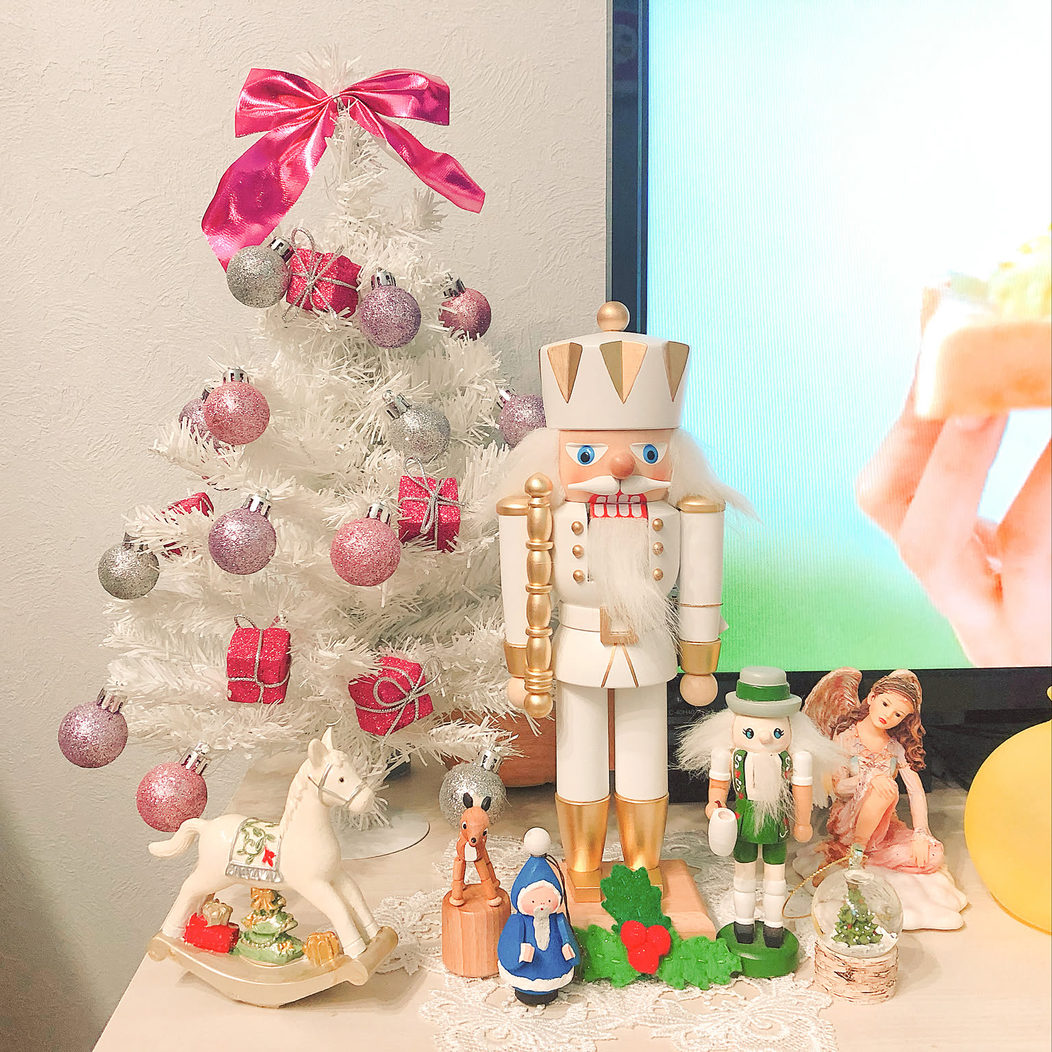 フランフラン ガラス オーナメント クリスマス くるみ割り人形 クリスマスオーナメント】ガラスボール（パールホワイト） | penpec