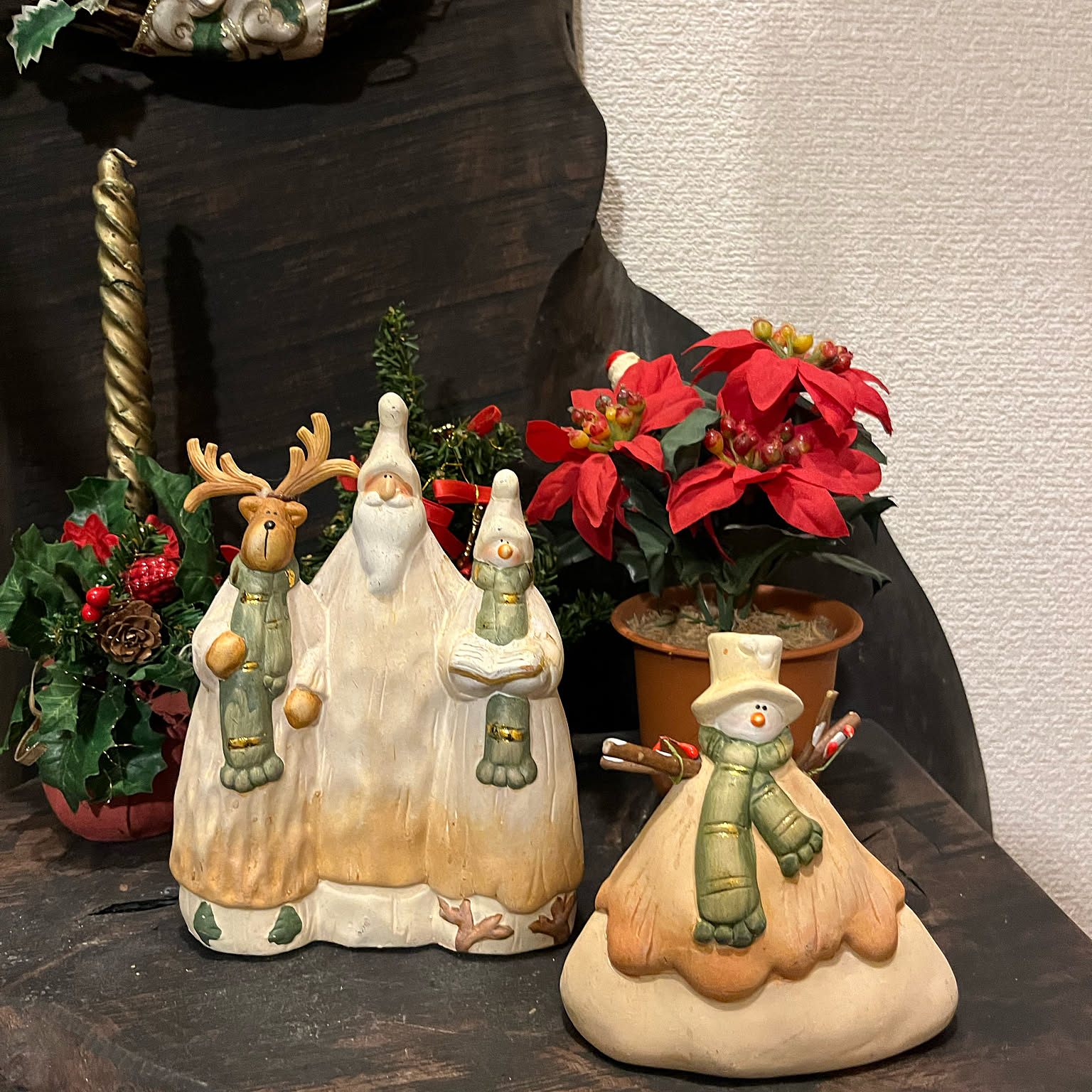 クリスマス　置き物　陶器 ホワイトクリスマス♡白いサンタと仲間たちB 陶器 立体