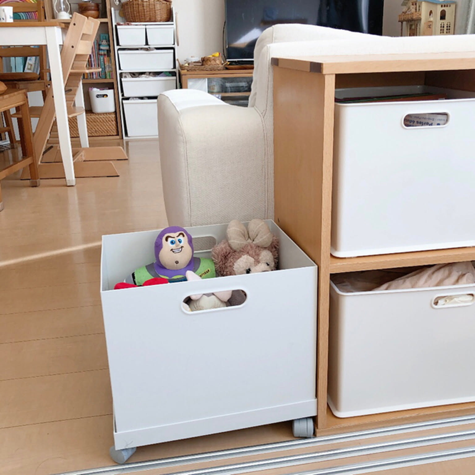 【無印良品トタンボックス使用】木製収納ラック5段キャスター付 Furniture 無印良品トタンボックス使用】木製収納ラック5段キャスター付