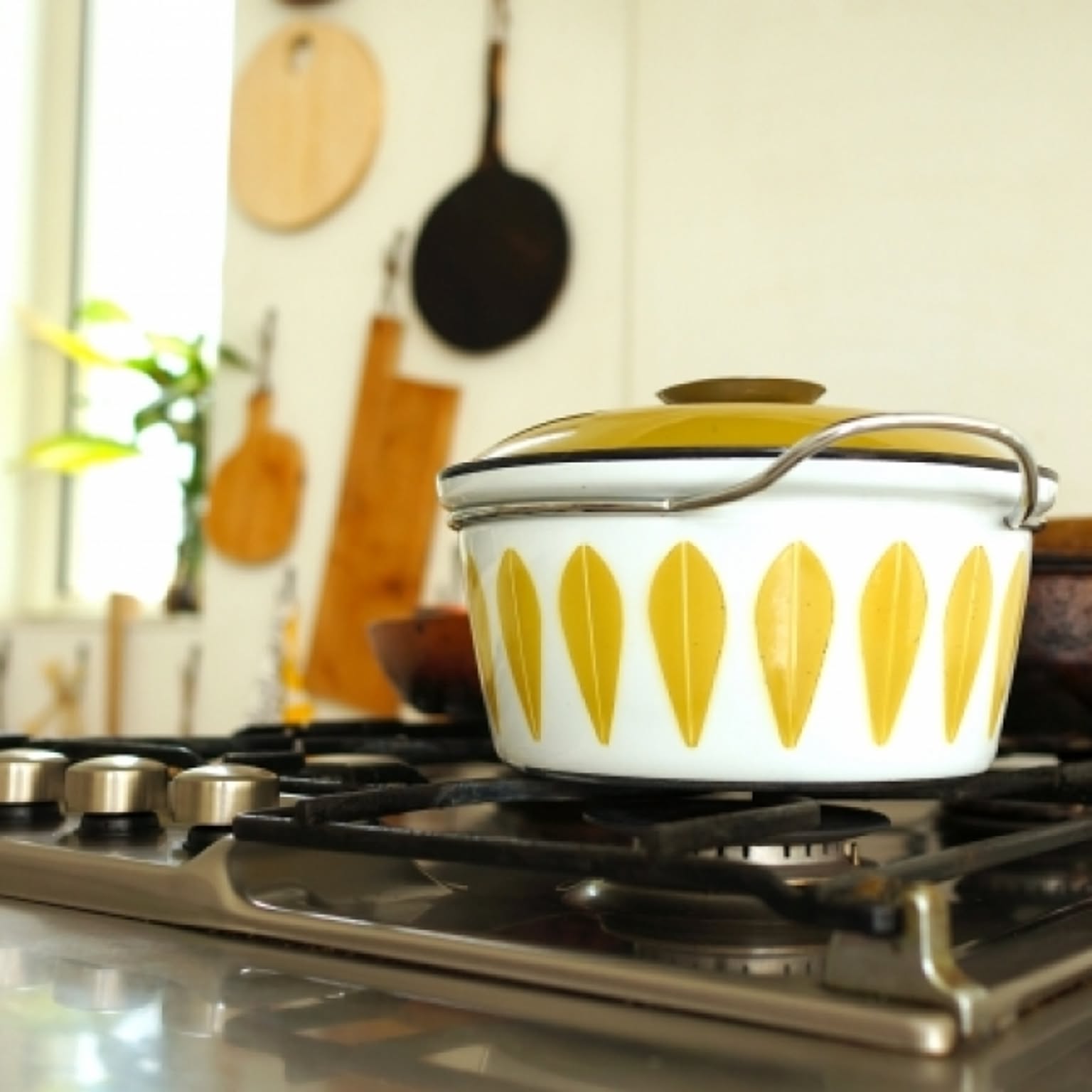 Cathrineholm キャサリンホルム イエローホーロー片手鍋 蓋付き