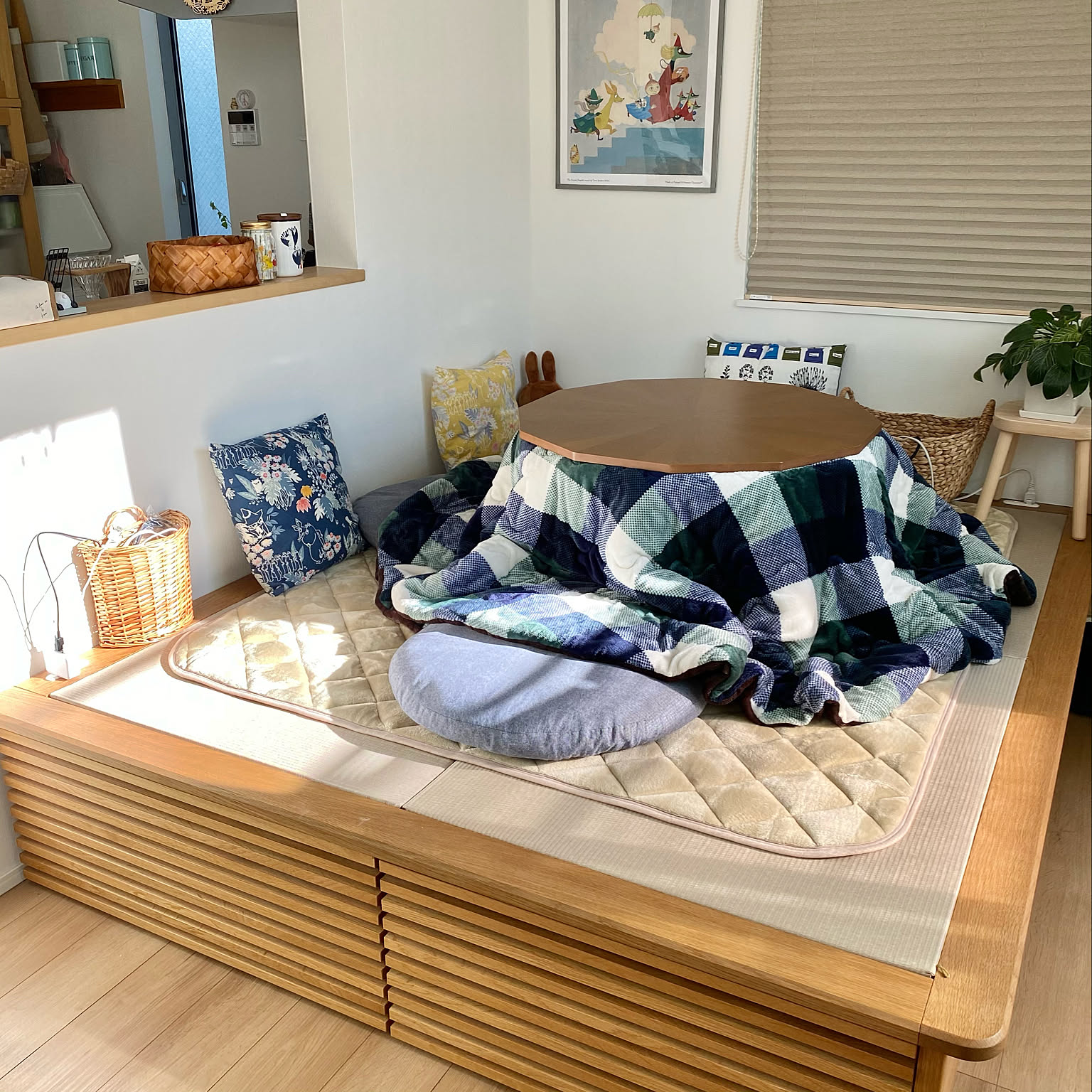 ココペリ⭐︎　こたつ＆スツールセット　美品　暖かい　ちょうどいいサイズ こたつセット コタツセット 一人用 こたつ ハイタイプ こたつ