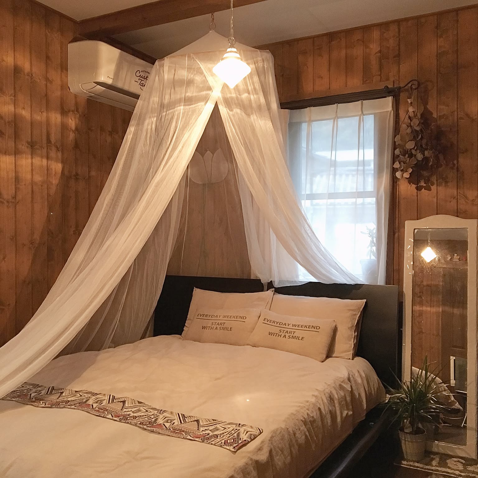 ベッド周り/天蓋ベッド/自然/スローライフ/ニトリなどのインテリア
