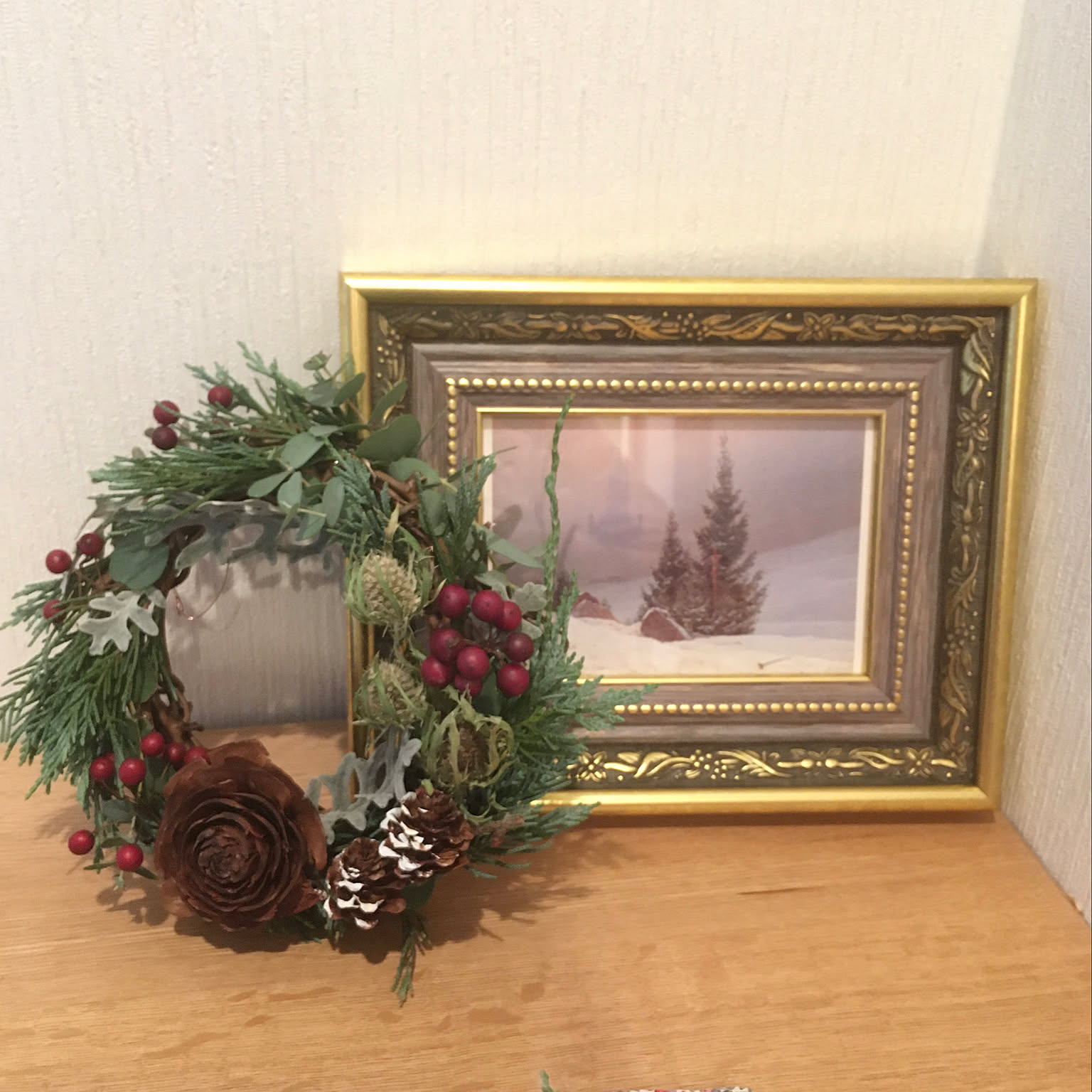 ホワイトクリスマスリース　コットン　シロタエギク Craama限定】White Christmas wreath ホワイトクリスマスリース