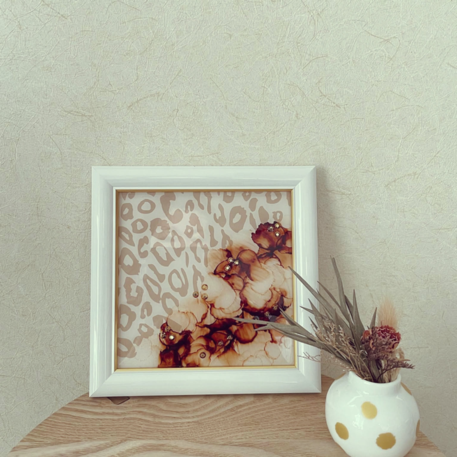 インテリアに溶け込むインクアート 玄関ディスプレイ アルコールインクアートのインテリア実例