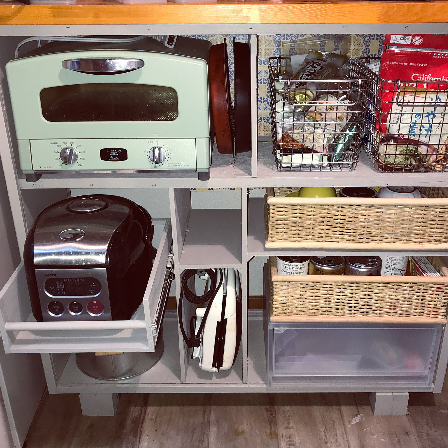DIY/スライドレール/炊飯器置き場/炊飯器/雑貨などのインテリア実例