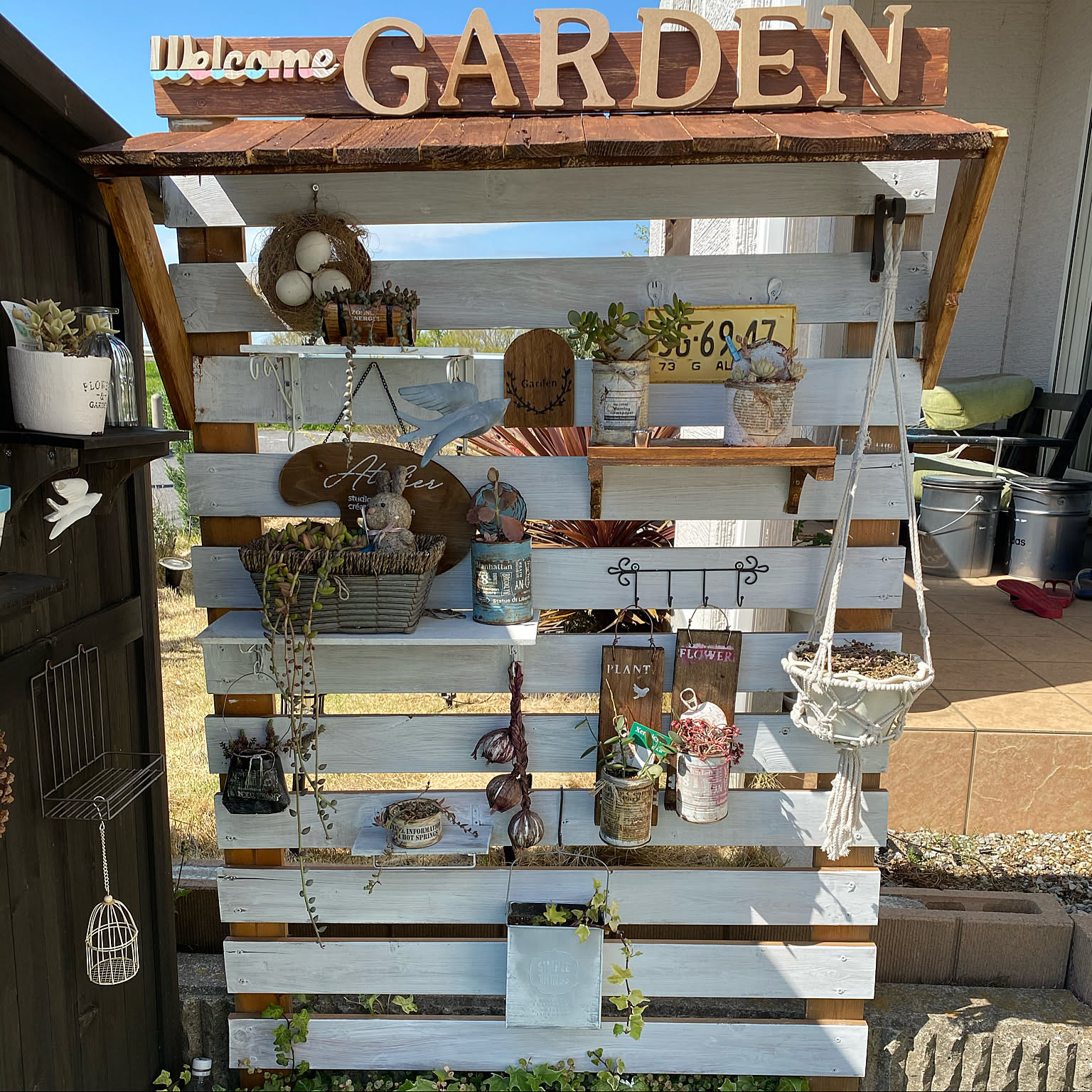 目隠しフェンス/DIY/多肉植物/多肉棚 DIY/庭などのインテリア実例