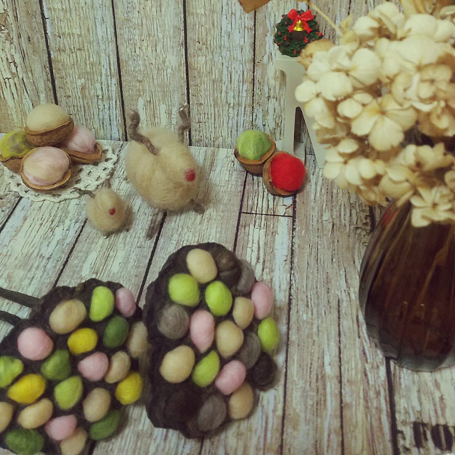 くるみ　羊毛フェルト　ハンドメイド くるみ 羊毛フェルトのおすすめ商品とおしゃれな実例