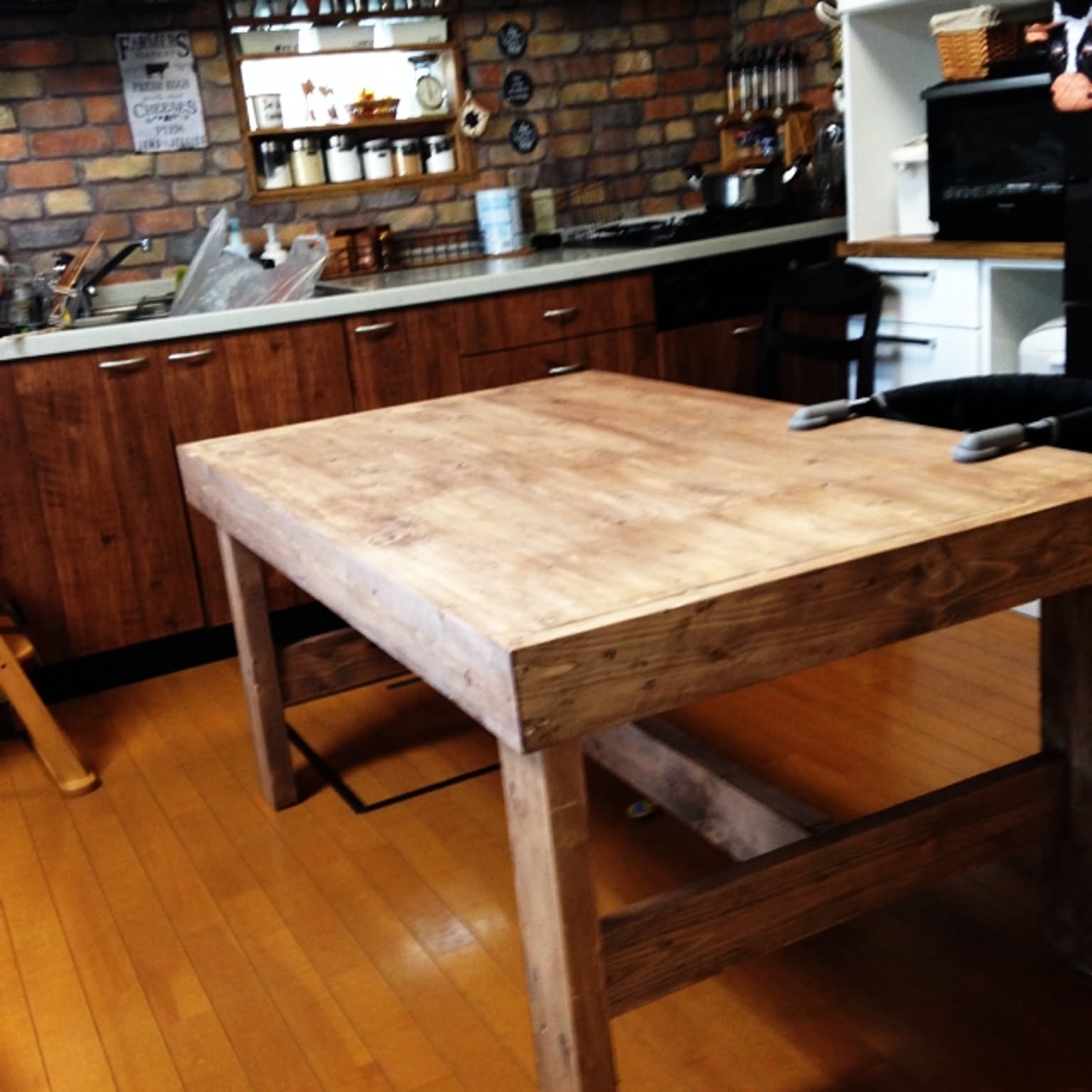 キッチン/DIY/男前 インテリア/ダイニングテーブル作成中のインテリア