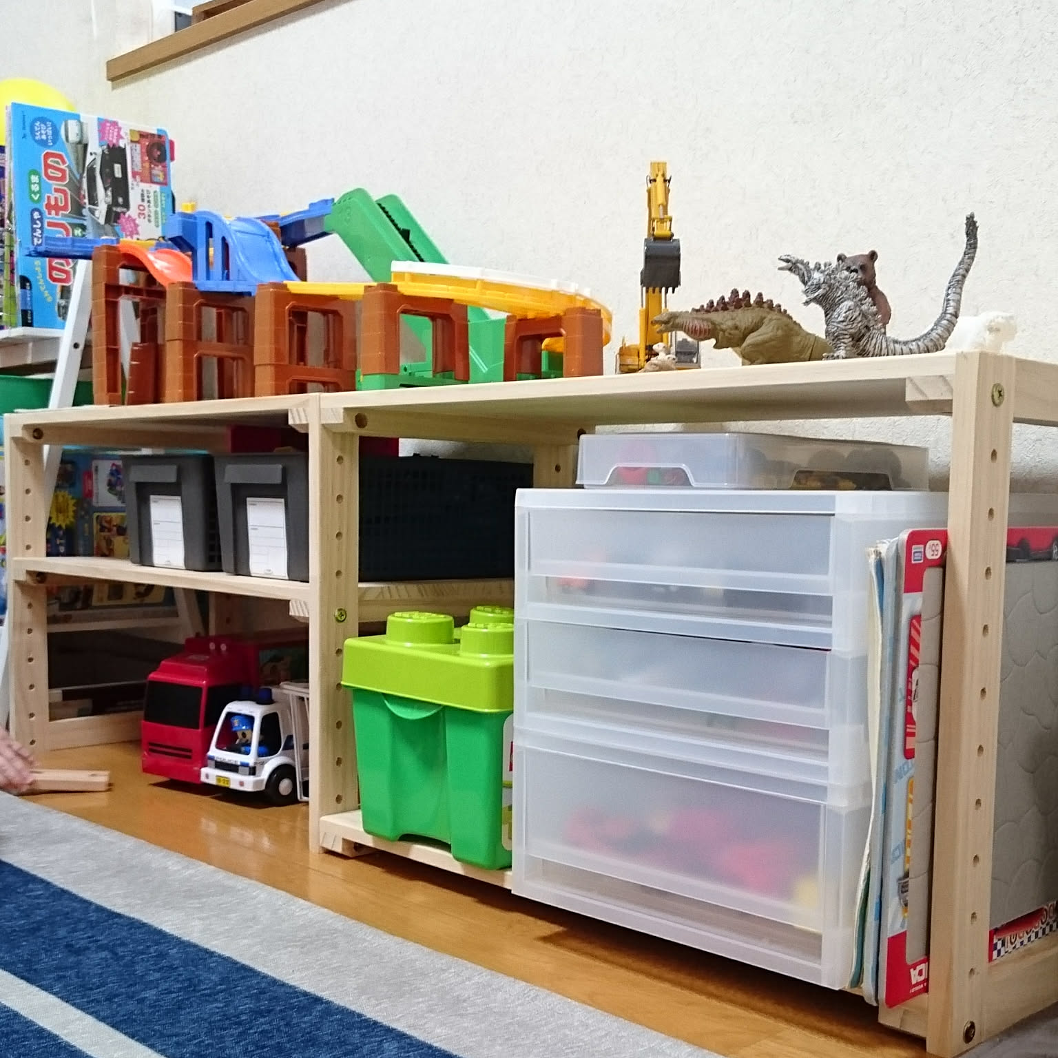 ワイドウッドシェルフ 木製収納ラック ナチュラル収納 おもちゃ棚 3列9ボックス 楽天市場】オープンラック 木製（おもちゃ箱｜収納）：子供部屋用
