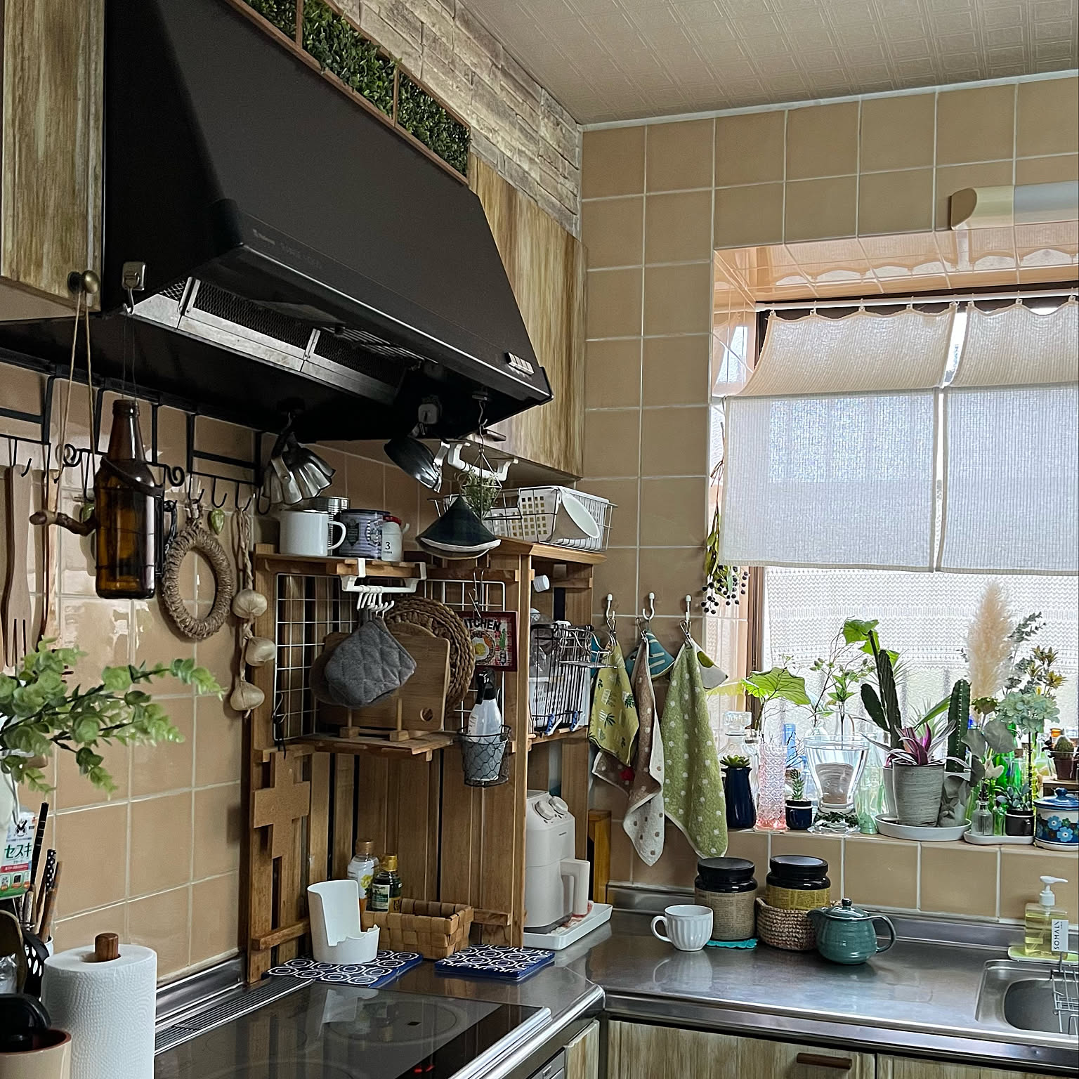 グリーン 昭和の台所のおしゃれなインテリア・部屋・家具の実例
