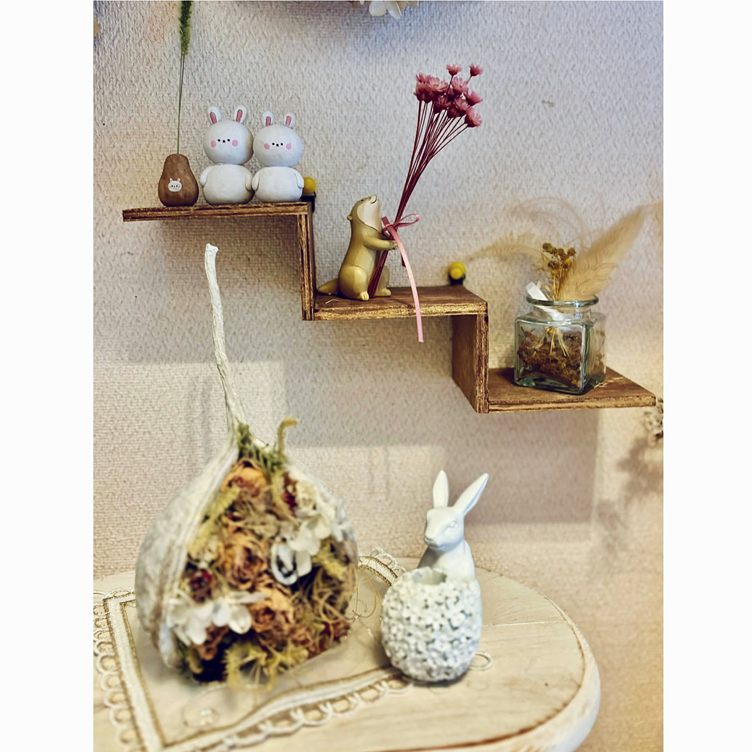 うさ子色　アンティーク調ウォールシェルフ うさ子色様専用 アンティーク調ウォールシェルフ