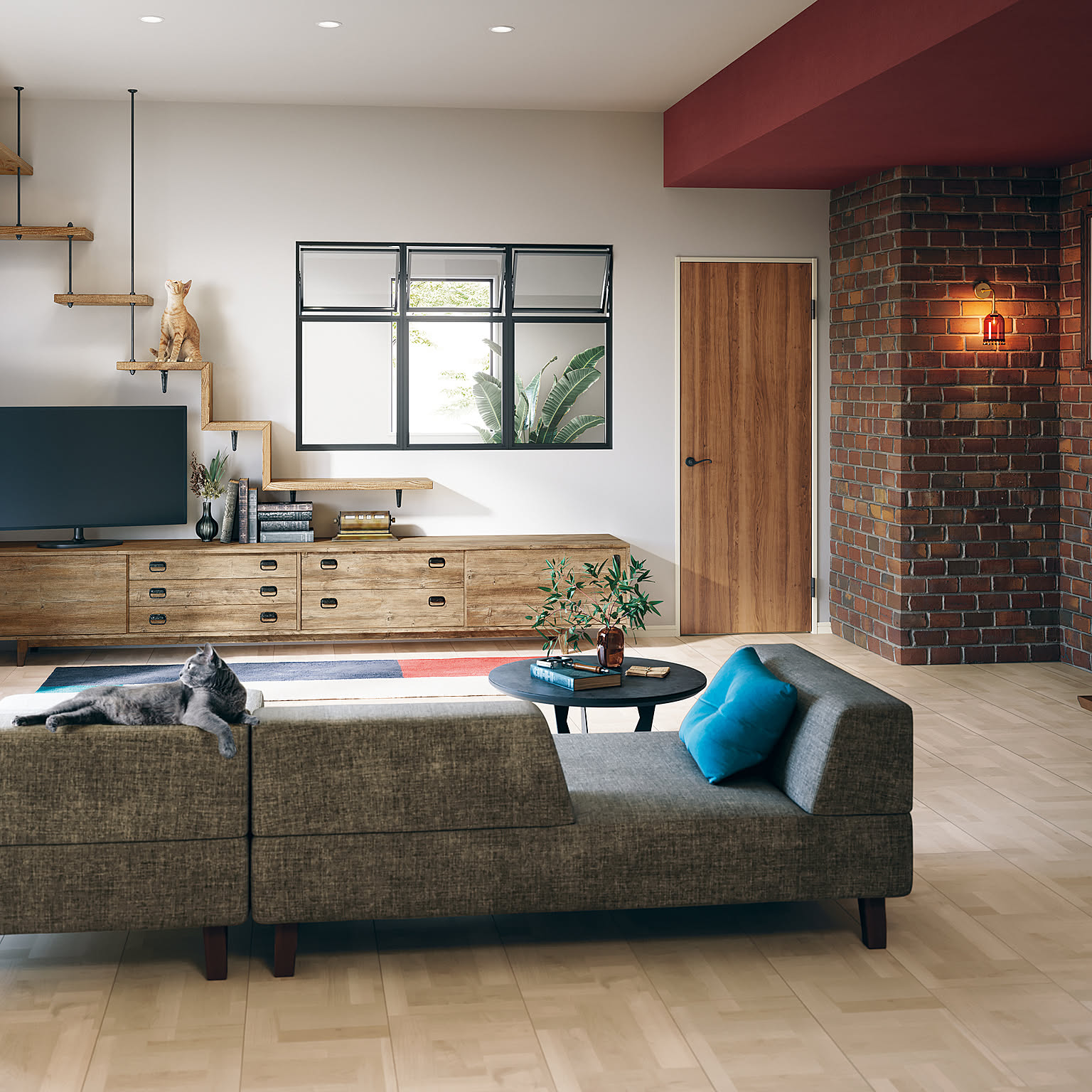 リノベーション ワインレッドのレイアウト・おしゃれな