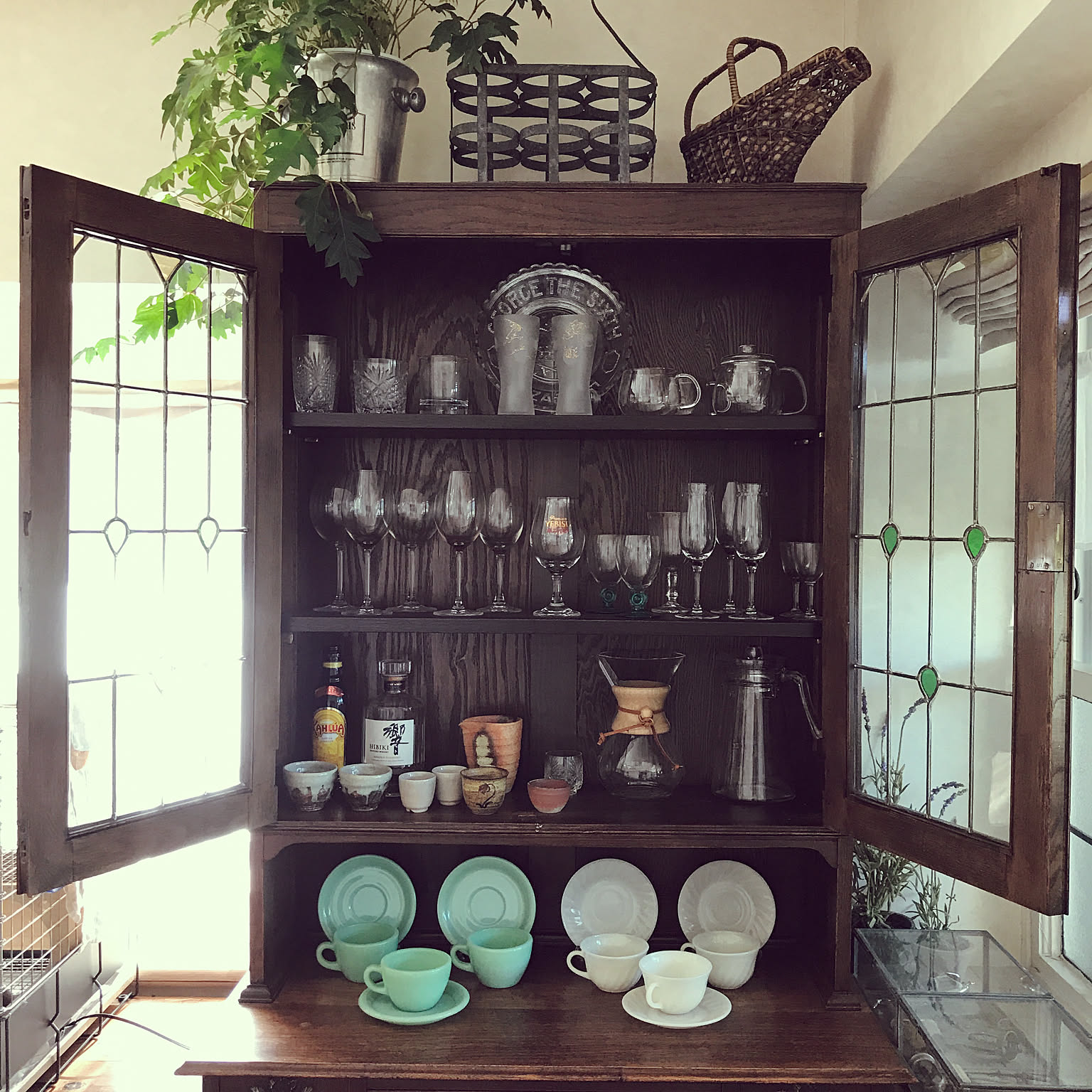 【現地取引希望】アンティーク食器棚 食器棚/杉 - 古家具・古道具 アンティーク家具 kubu（クブ）