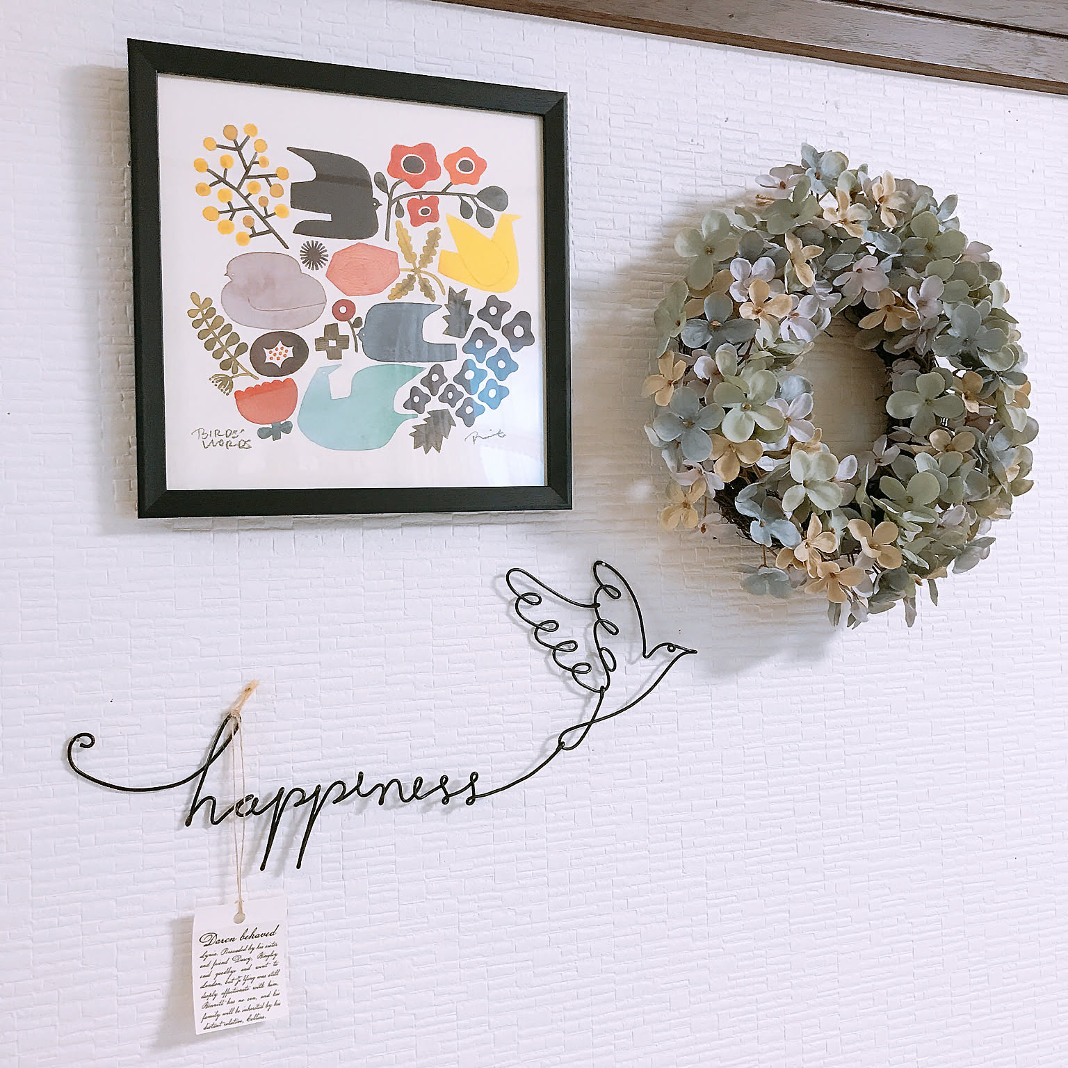 バーズワーズ ポスター フレーム付き 20 wreath リース 木製