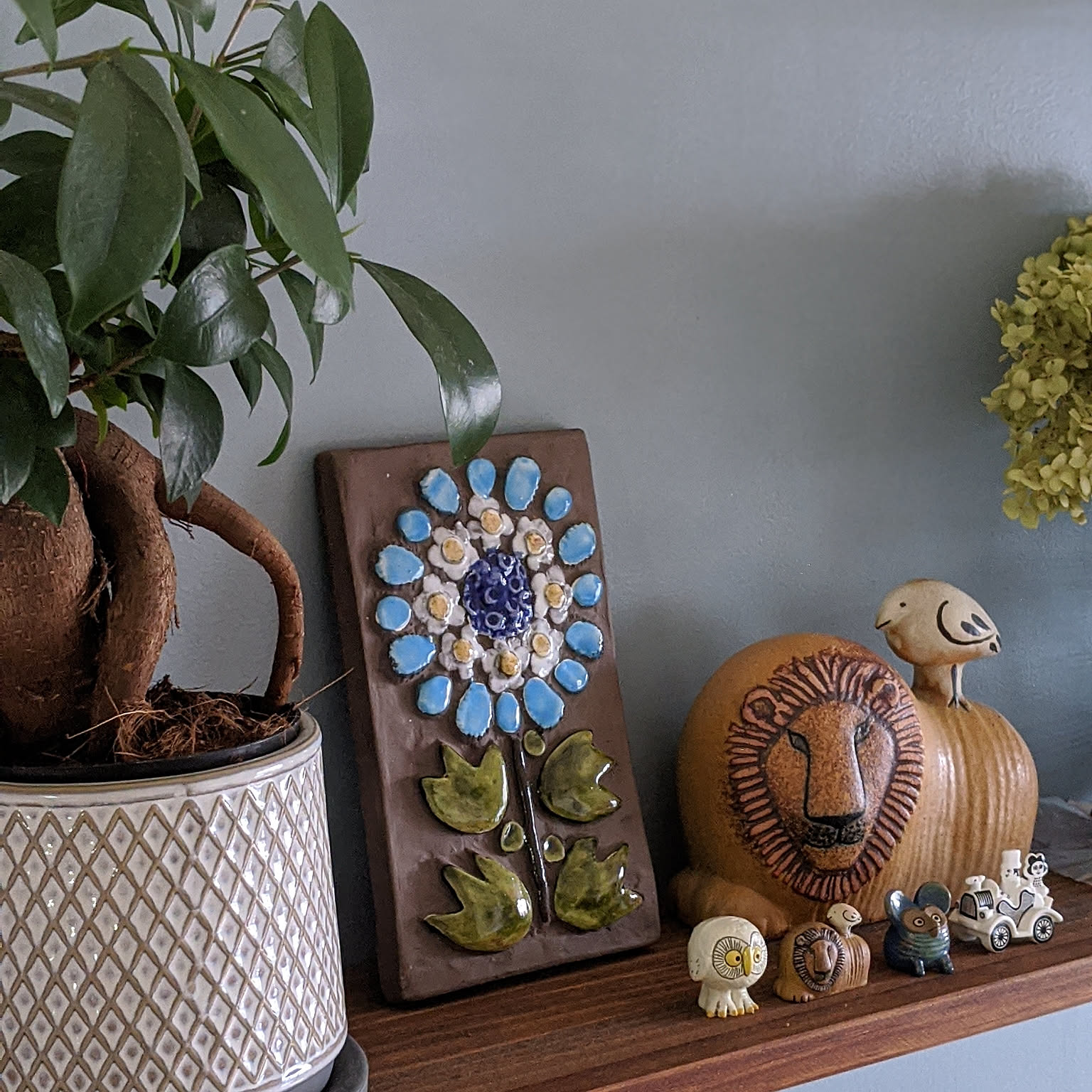 北欧ヴィンテージ JIE 希少な大サイズ ブルーベリーの陶板