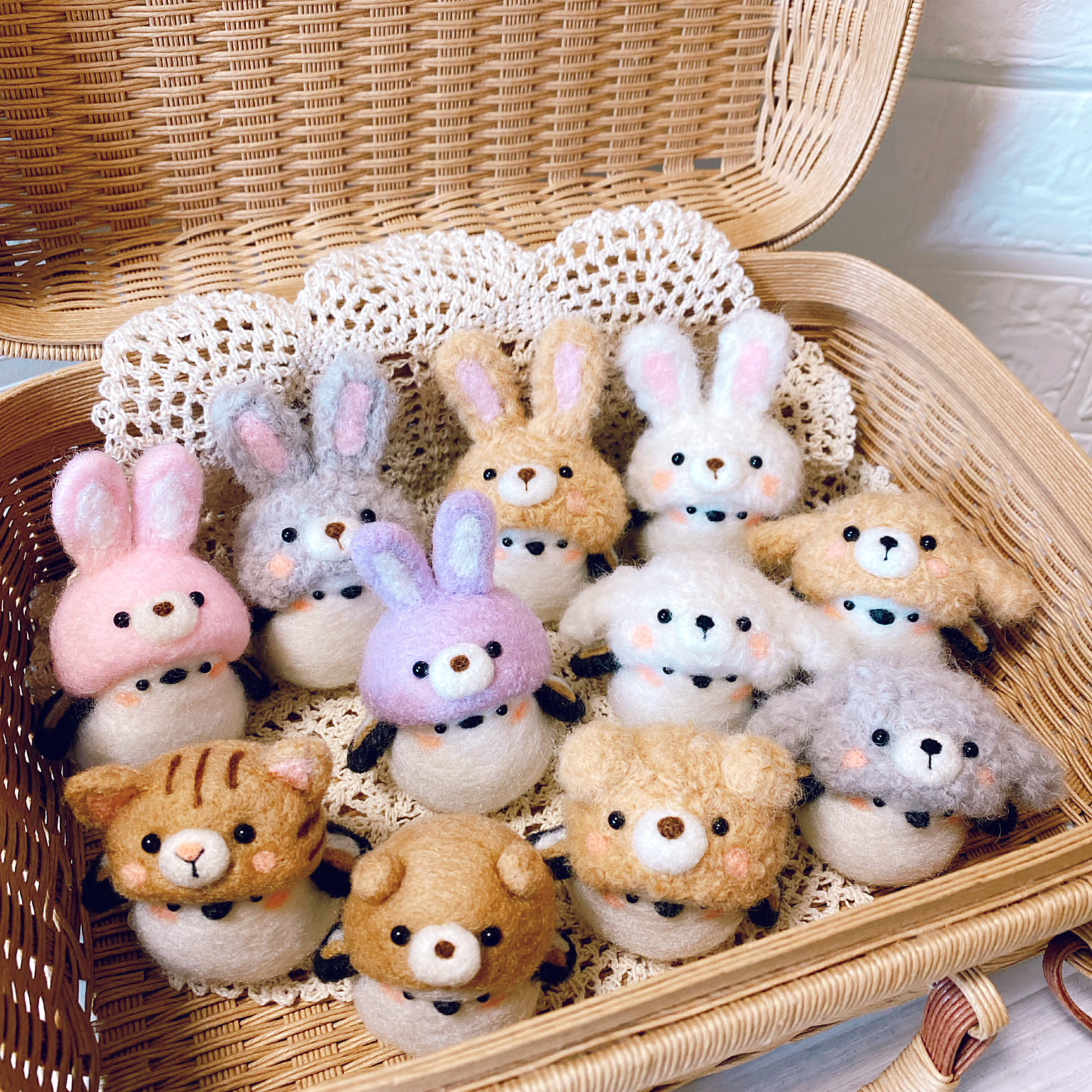 カゴ入り♡仲良しクマ&うさぎ 【公式通販】