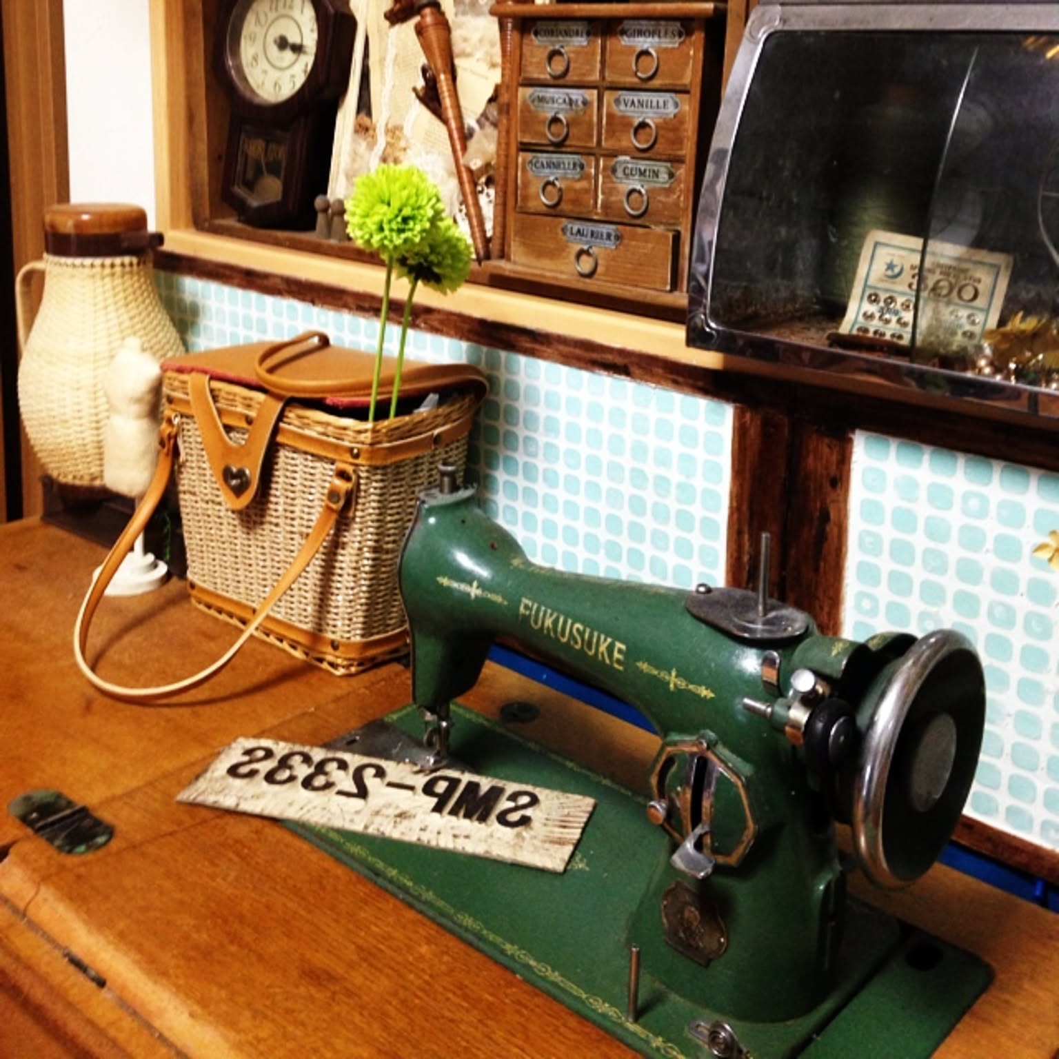 アンティーク※ FUKUSUKE足踏みミシン脚のテーブル アイアン