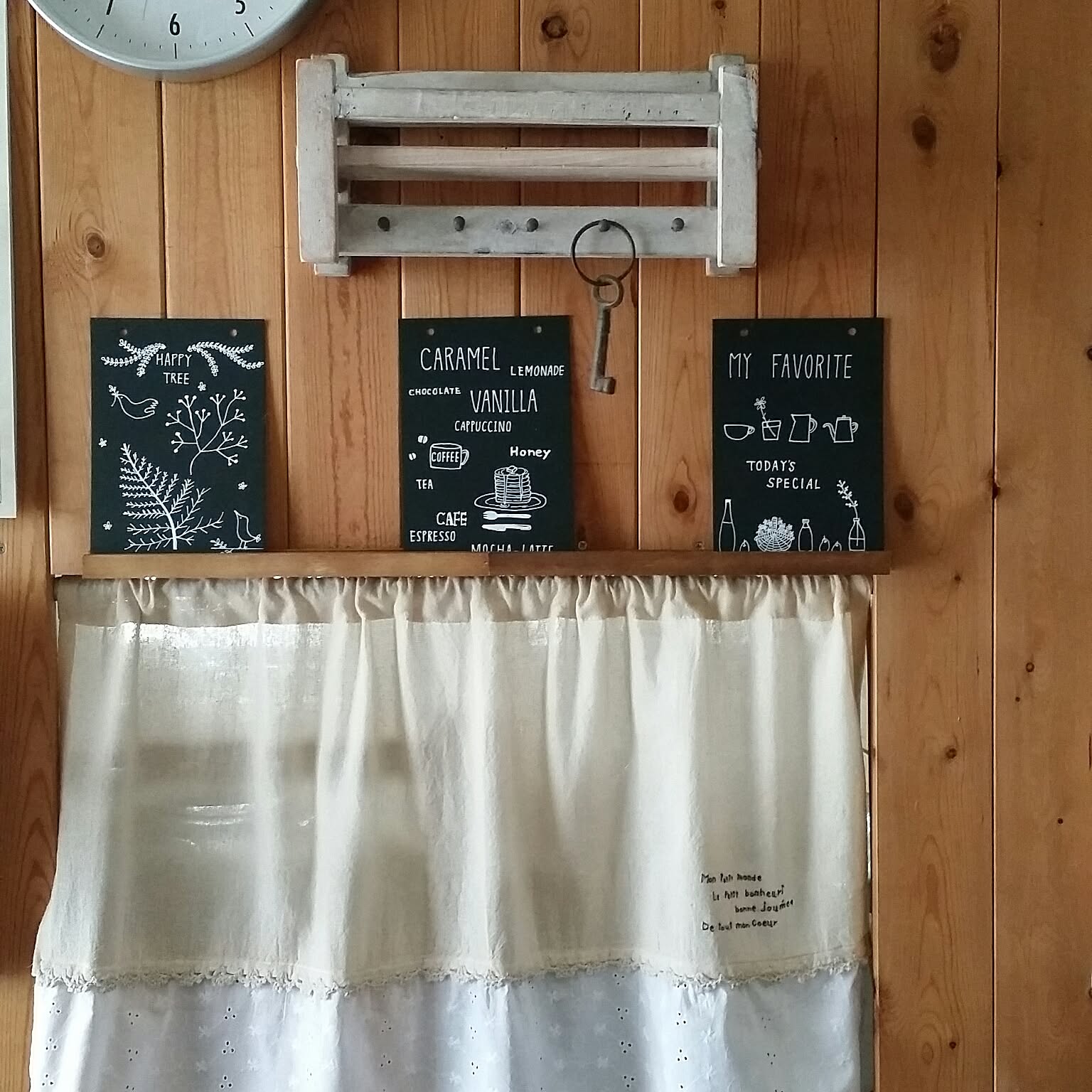 総レースカフェカーテン】白/クリームロマンティックレトロ暖簾リメイク