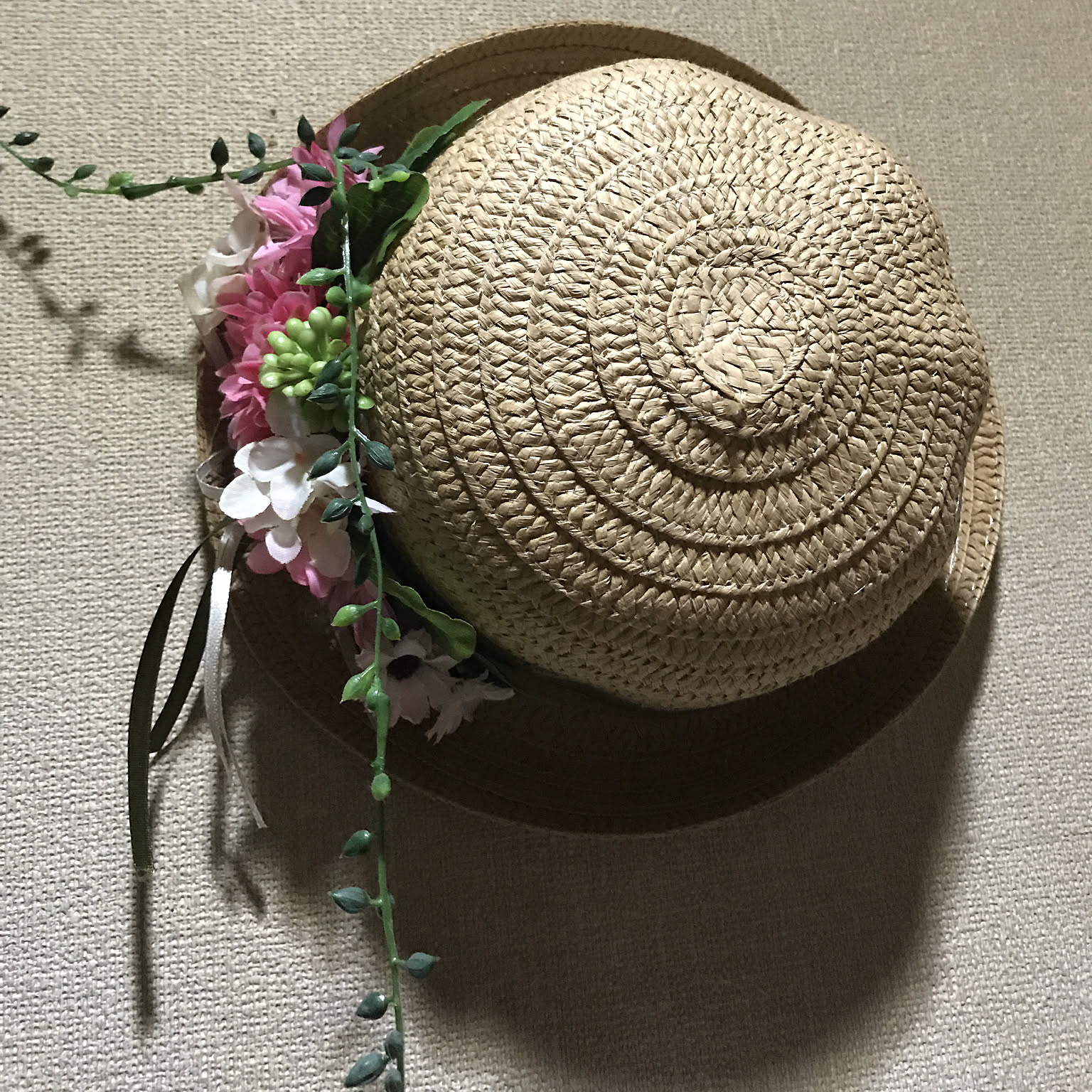 さえら　ポテチーノ　麦わら帽子　お花 ❤️SALE❤️ 花と麦わら帽子(白) その他素材 shabby chic花工房