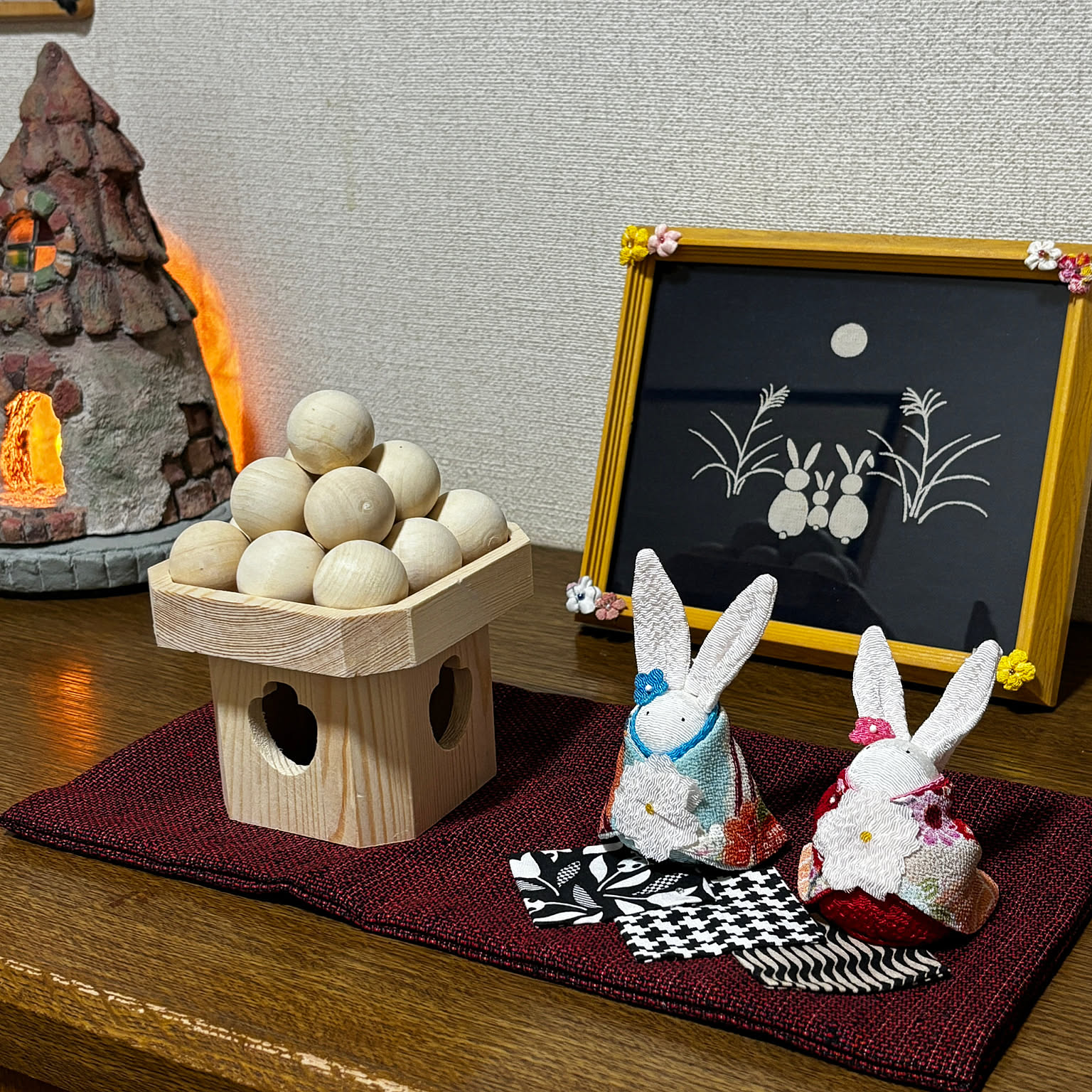 うさぎのお雛様飾り／木工インテリア インテリア小物
