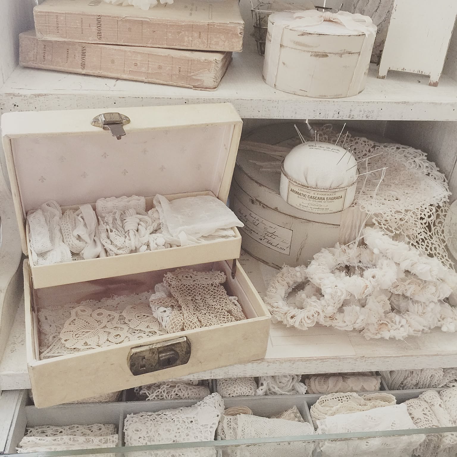 ビンテージ 古い糸ケース 店舗 陳列 パーツケース 150仕切り