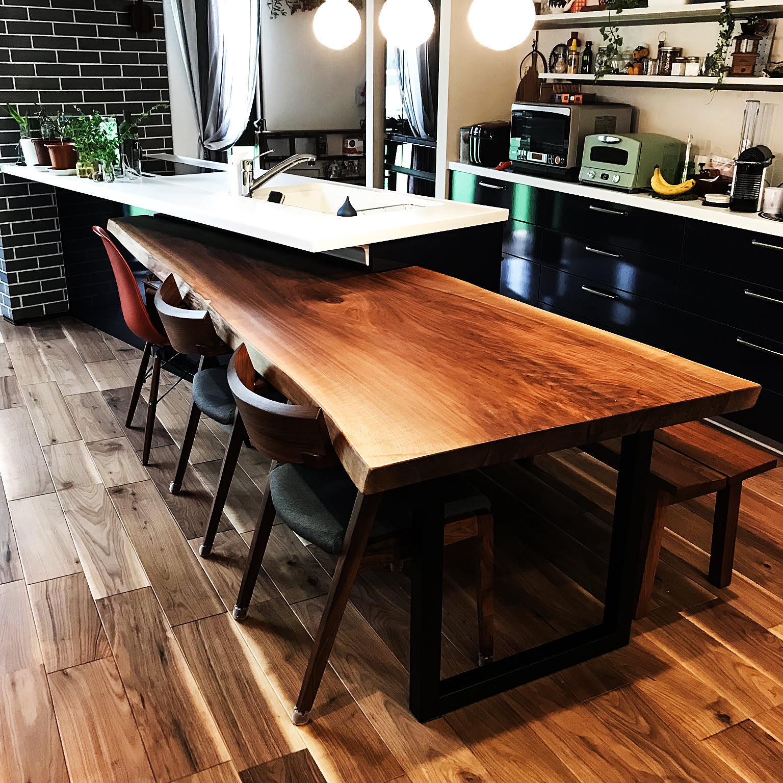 塩地（シオジ） ダイニングテーブル カウンター 一枚板 一枚板