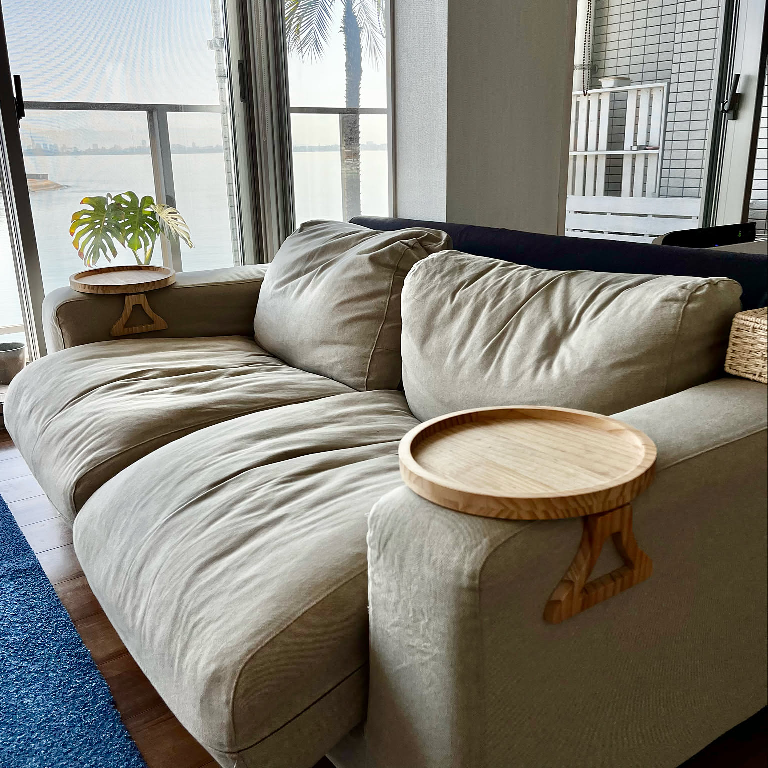 北海道手作り家具 ナラ材 マルチサイドテーブル ミニデスク ソファーの