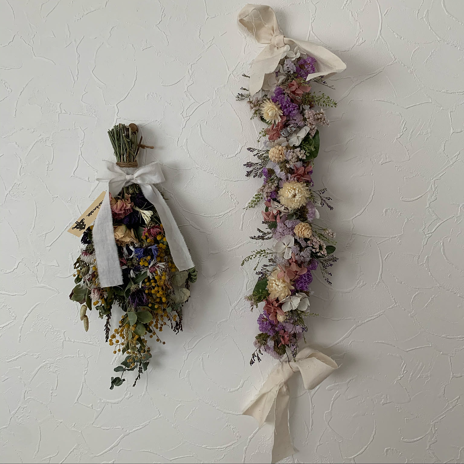 春色縦長ガーランド ドライフラワー