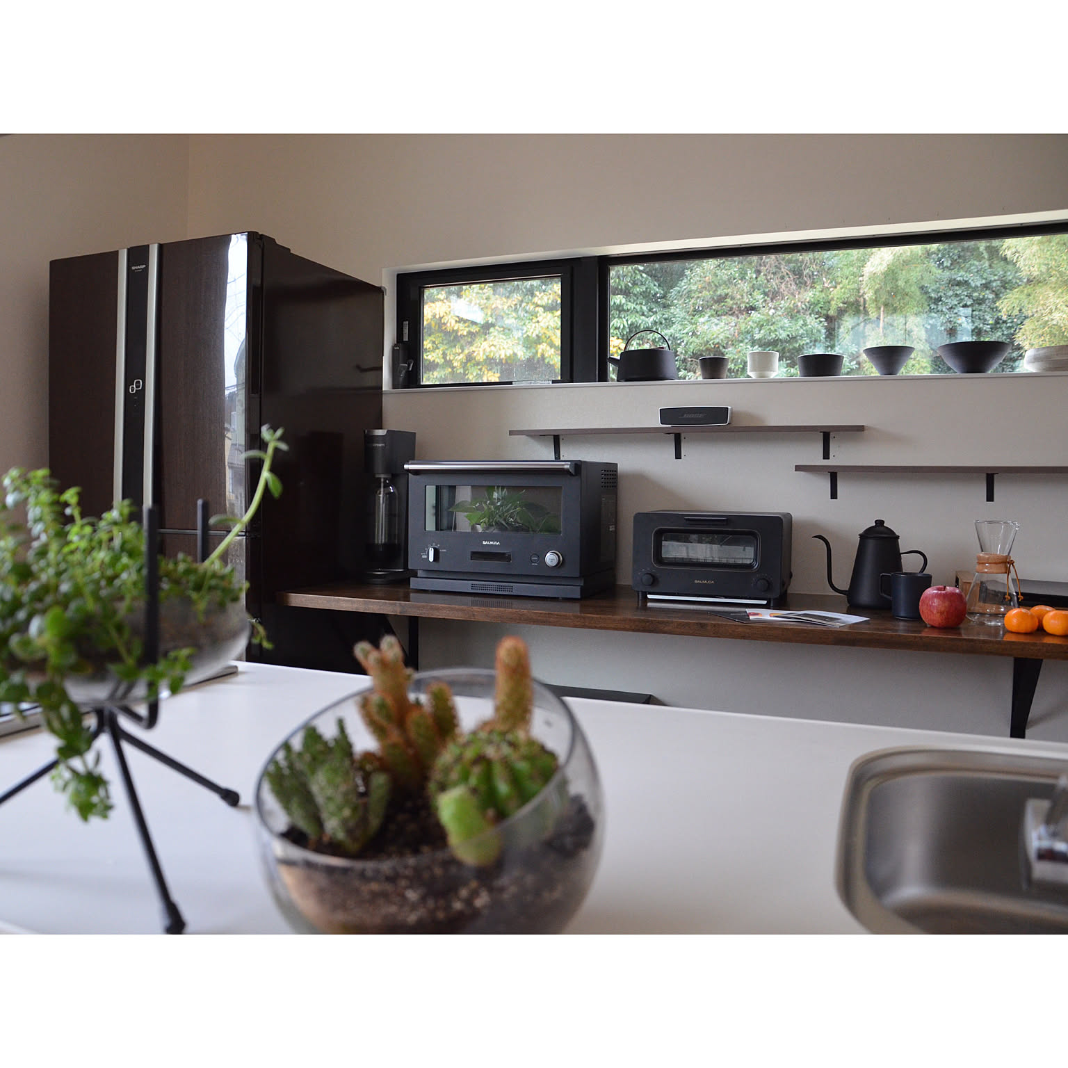 オーブン機能電子レンジ付きキッチンカウンター