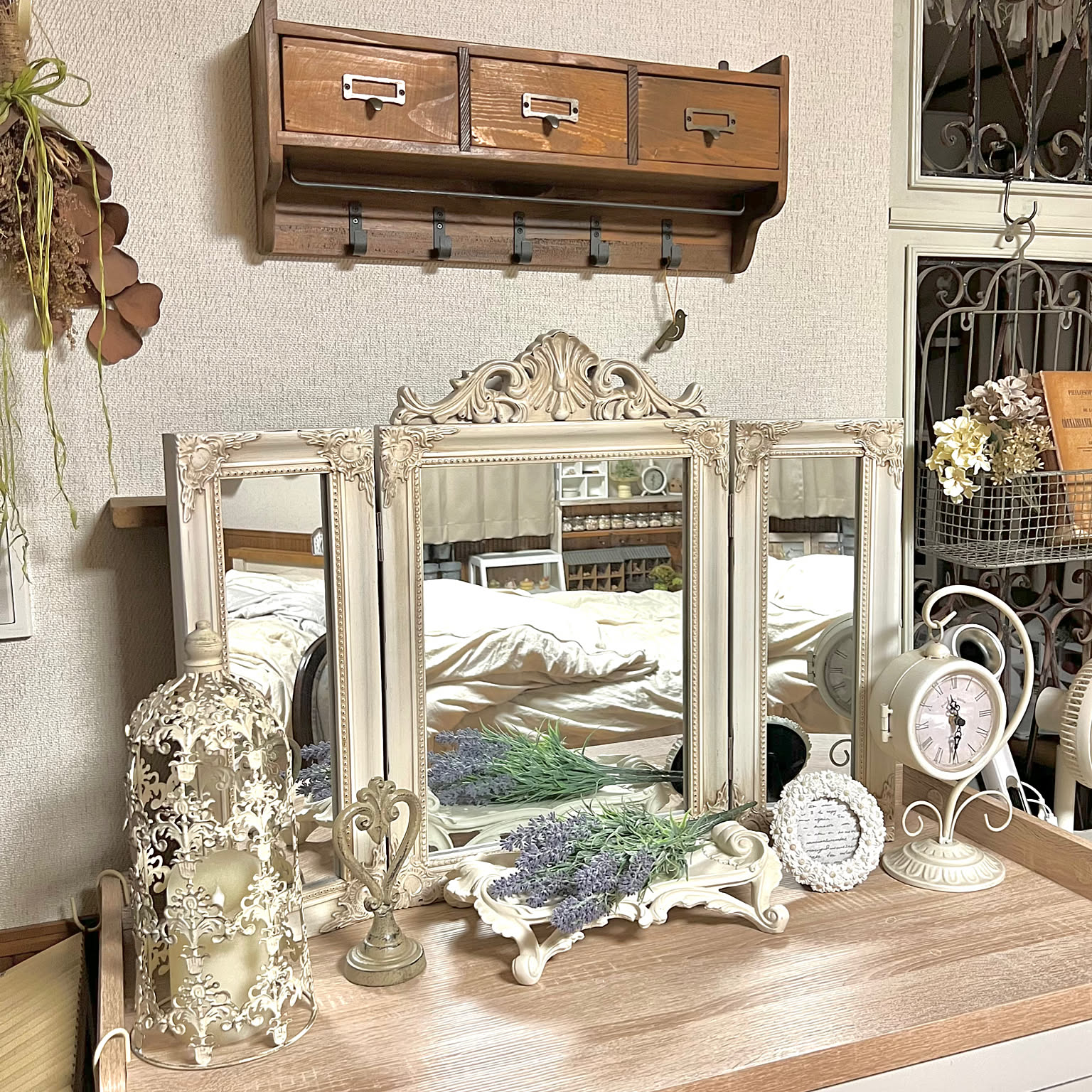 ロココ豪華イタリア姫系壁掛けミラーリメイク品