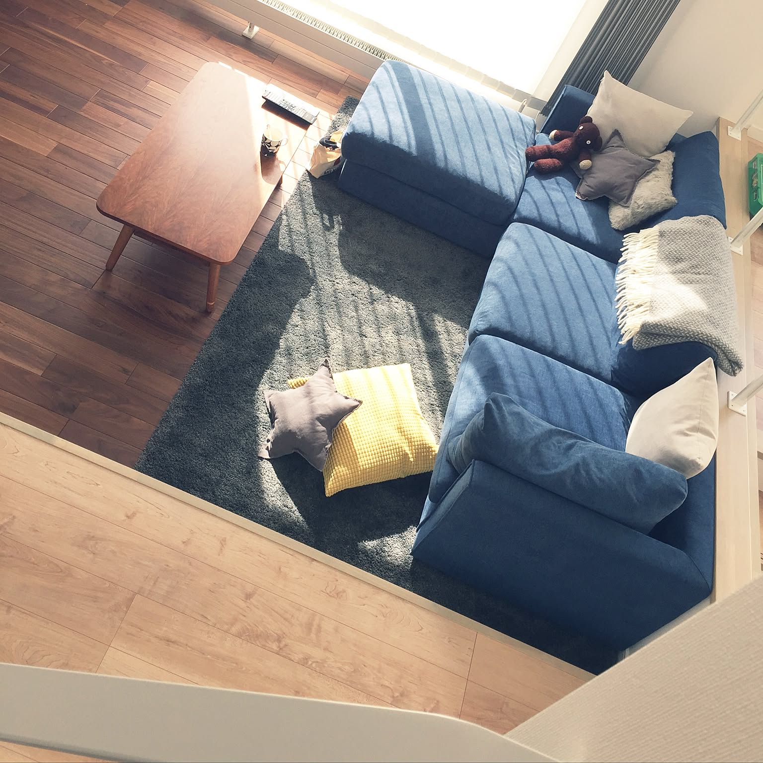 IKEA  カウチソファー　ネイビー MORABO sofa, with chaise/Djuparp dark blue/wood - IKEA
