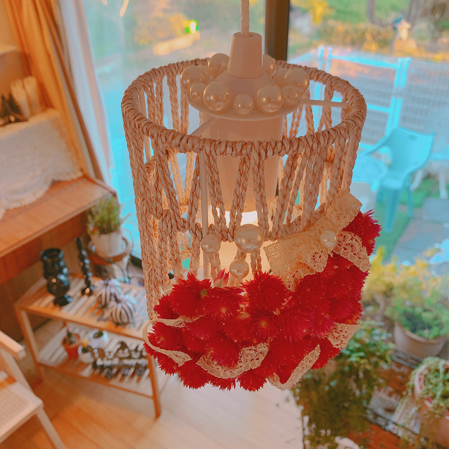 ドライフラワー ランプシェードDIYのインテリア・手作りの実例  