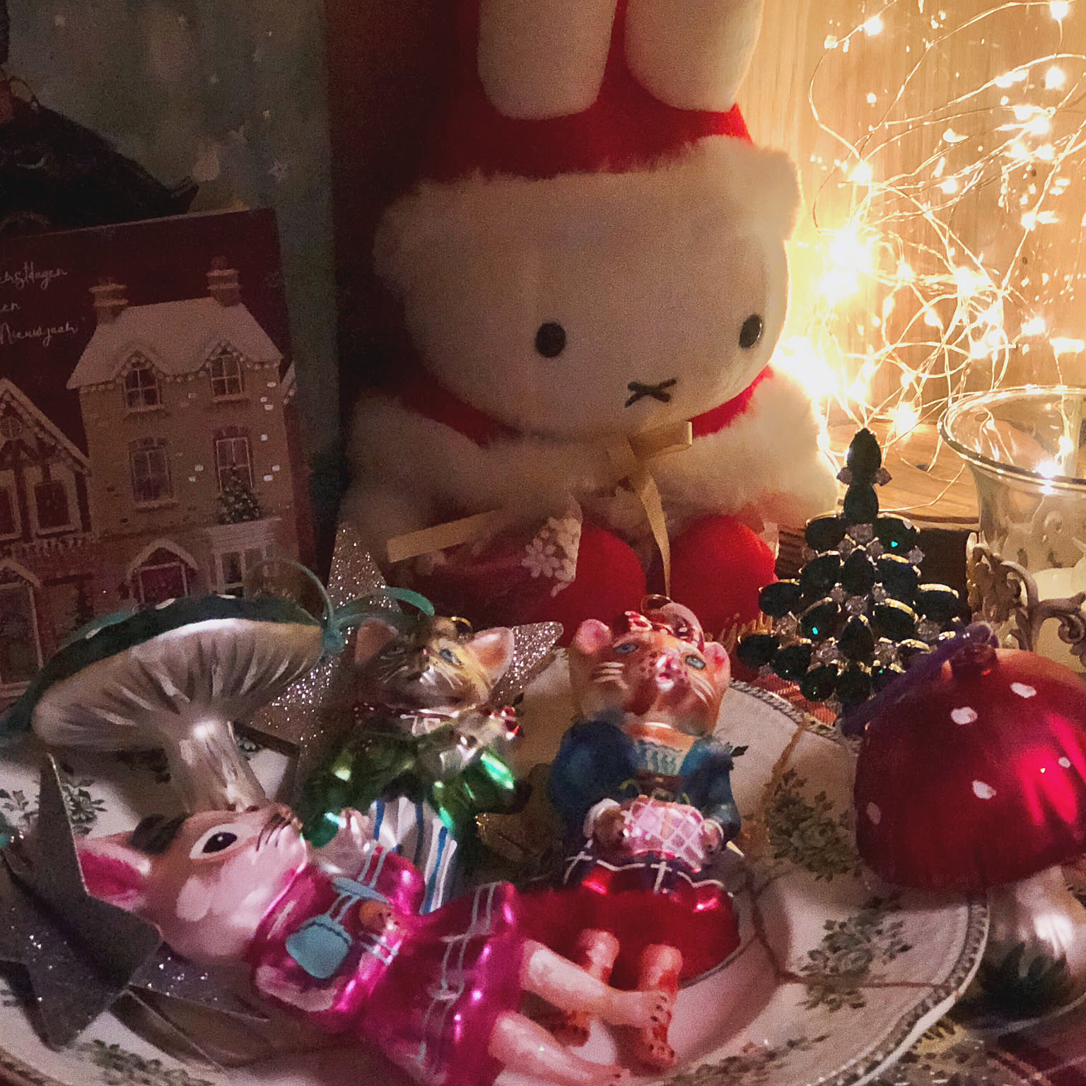 ビンテージ/チェコガラス/ガラスツリー/クリスタルクリア/シンプル