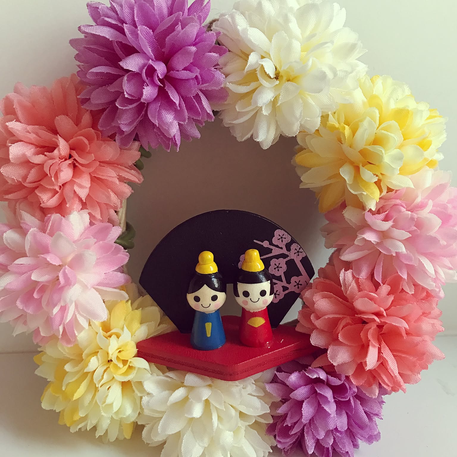 ハンドメイド　ひな祭りリース　しめ縄リース　ひな祭りフラワーリース 2way】hina wreath 【ひなまつり】ひな祭り リース 桃の節句