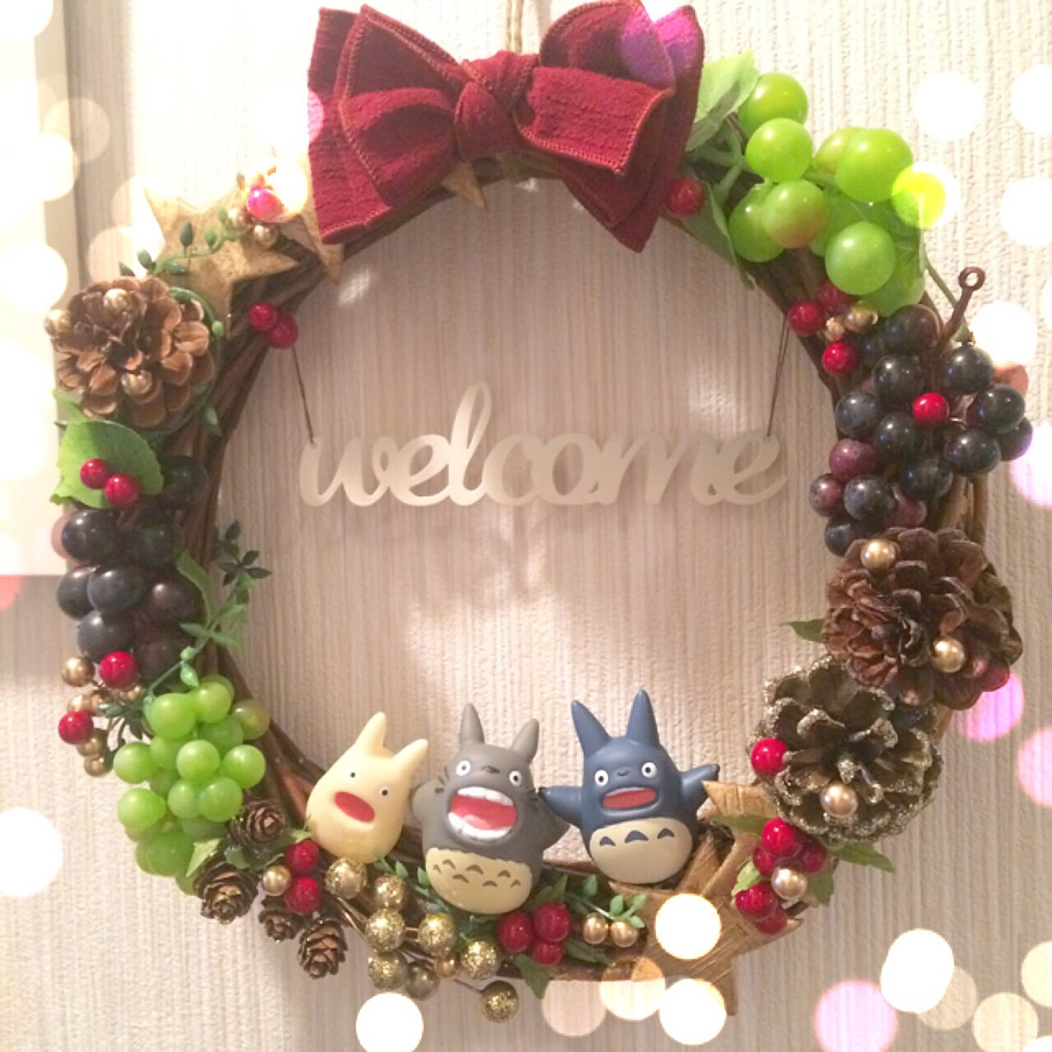となりのトトロ　クリスマス丸リース（LL） トトロ クリスマスリース 作り方 値下げ 箱付き]となりのトトロ