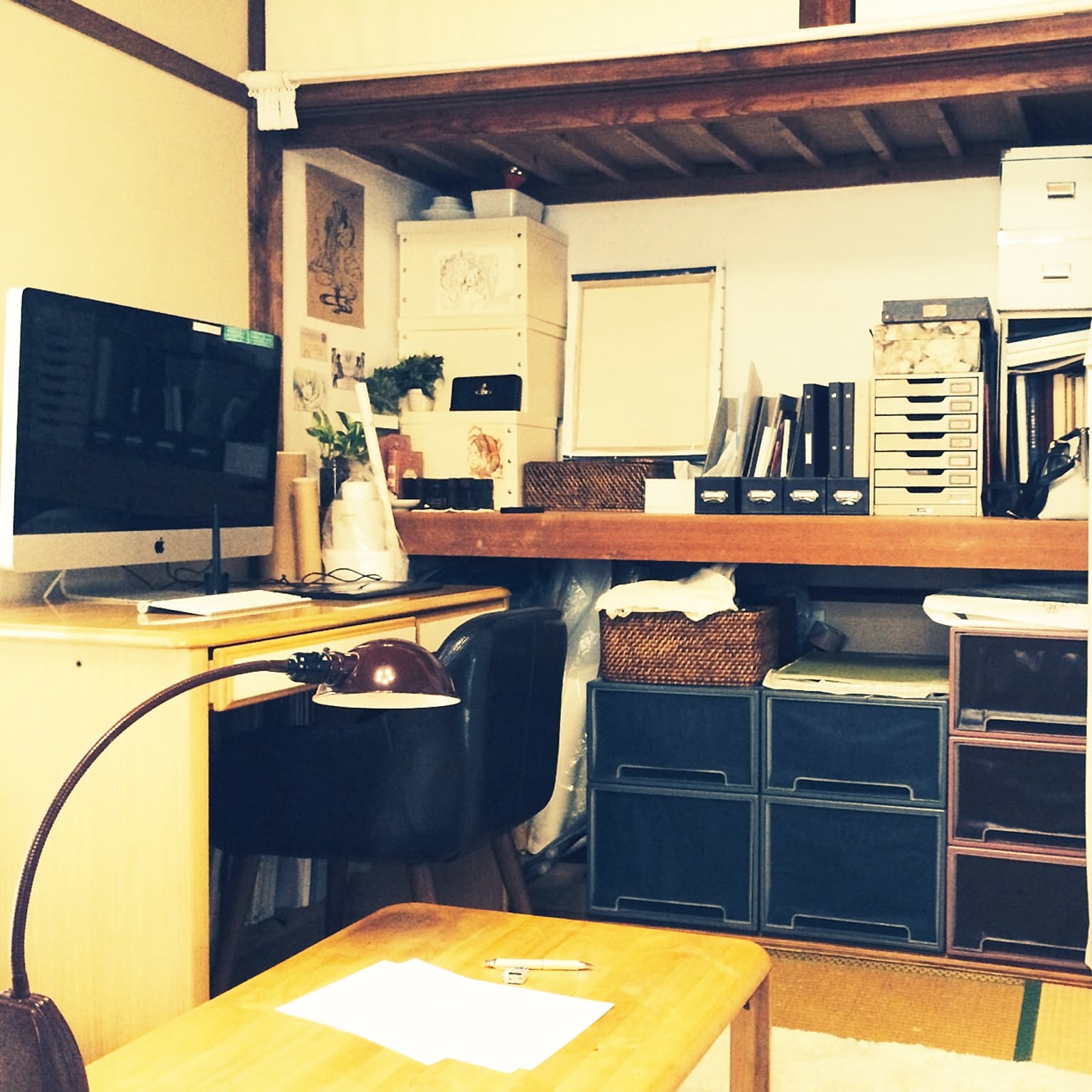 学校机　昭和レトロ kokuyoインテリア　ヴィンテージ　ハグオーワー　雅姫さん 部屋全体/和室/昭和レトロ/一人暮らし/レトロのインテリア実例