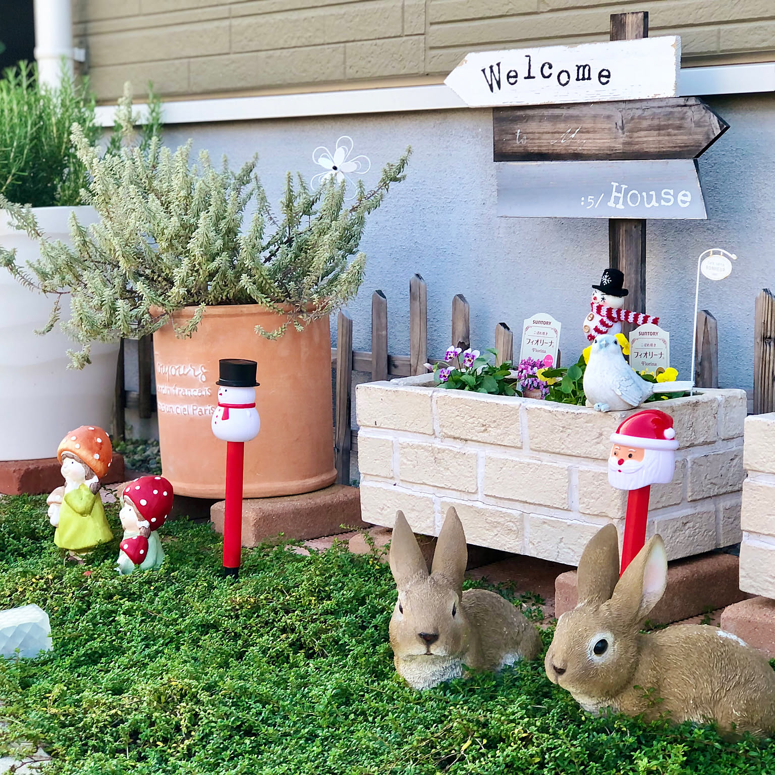 ❤︎sale❤︎デコパージュꔛ‬ꕤ ガーデン雑貨♡プレート♡うさぎ♡リメ缶 ❤︎sale❤︎デコパージュꔛꕤ ガーデン雑貨♡プレート♡うさぎ