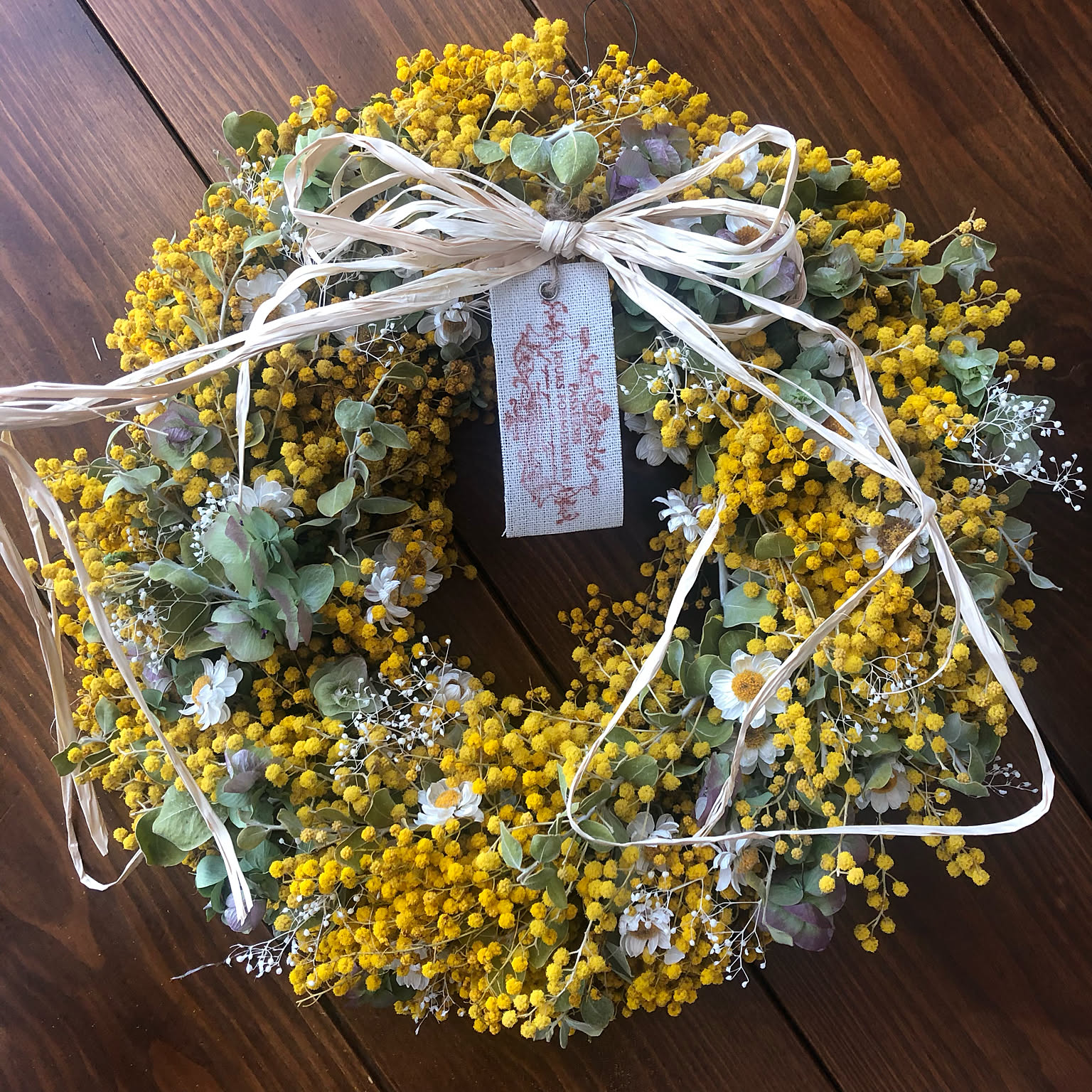 パールアカシアミモザガーランドリースNo.205