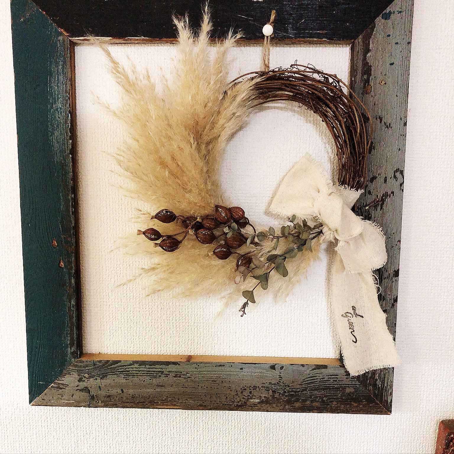 Natural＊野薔薇の実とホワイトリース＊ドライフラワーリース