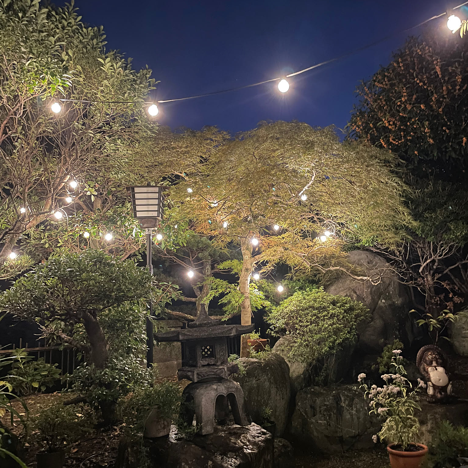 灯籠 石 インテリア DENKO HOME 灯篭 石灯篭 光る ソーラー 石 とうろう 和風 灯籠