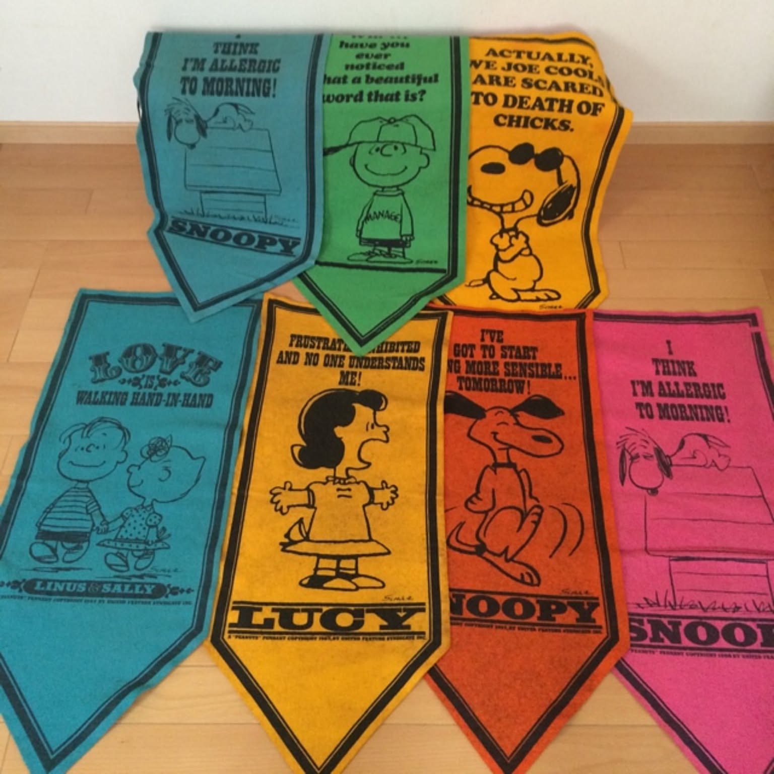 70年代ビンテージSNOOPYスヌーピーペナント壁飾り 70s PEANUTS SNOOPY スヌーピー NO ONE UNDERSTANDS MY
