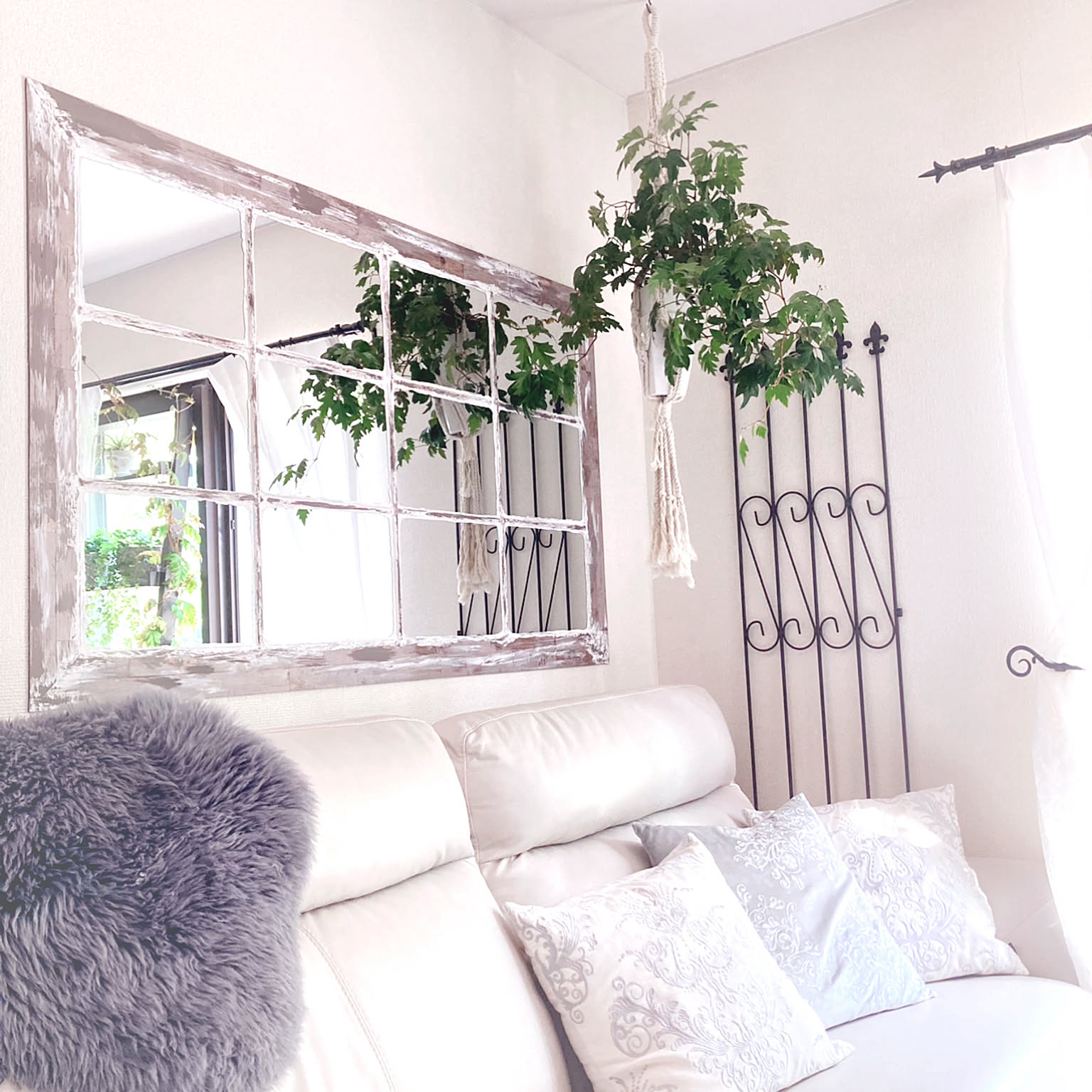 壁掛け鏡　格子デザイン　格子　海外風　インテリア　立て掛け　大型ミラー　12枚 12枚 家具・インテリア 壁掛け鏡 格子デザイン 格子 海外風