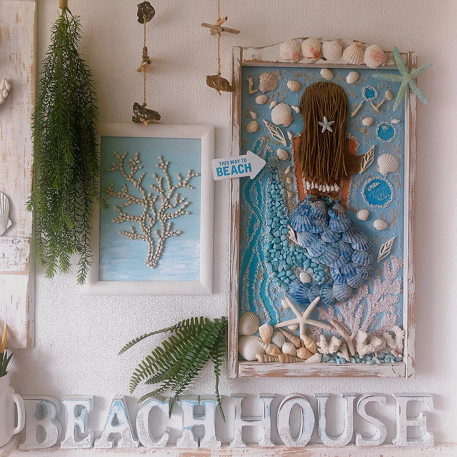 貝殻アートパネル 貝殻オブジェ 貝フレーム 貝 ハワイ ハンドメイド