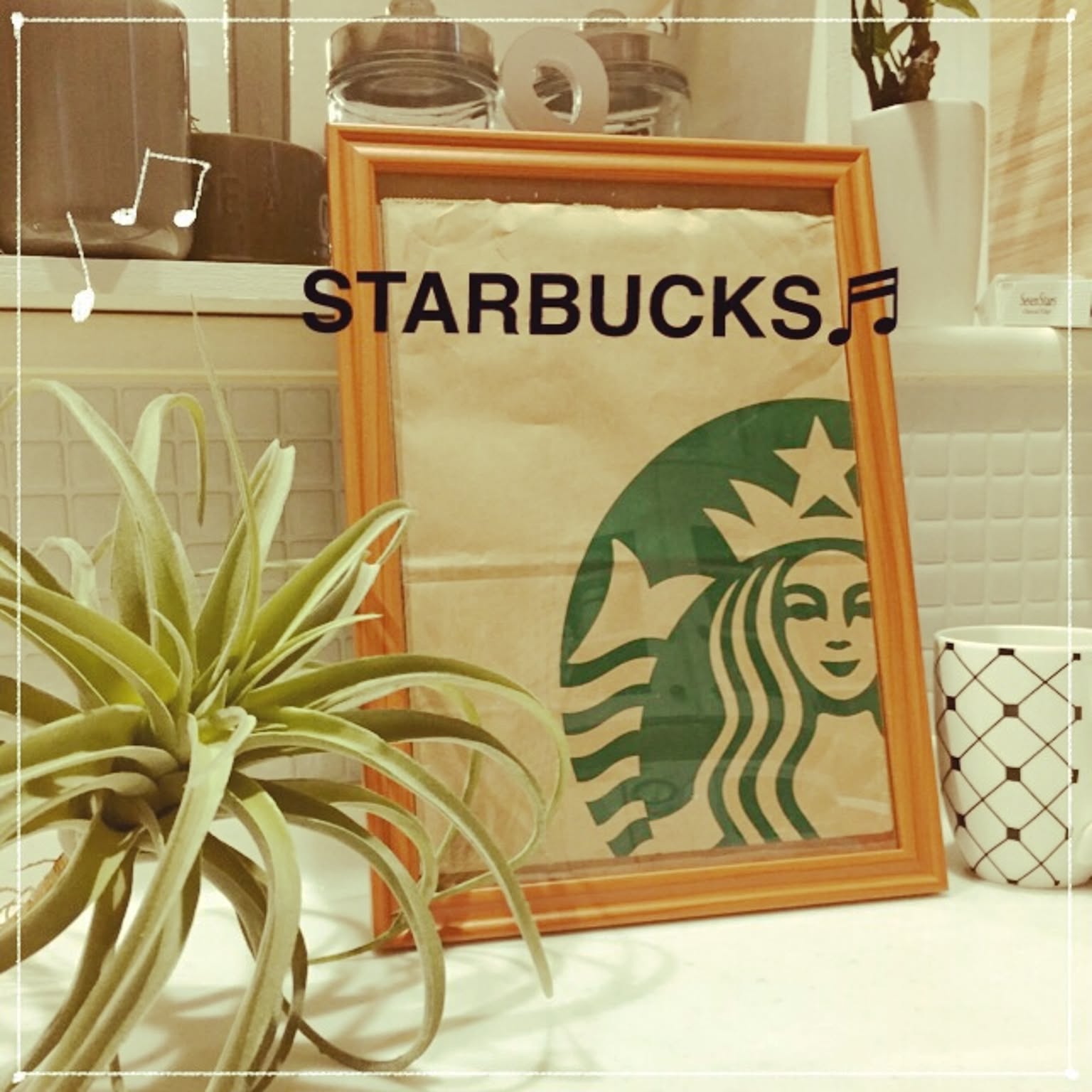 スターバックスモノクロ写真風額縁・インテリア スターバックスモノクロ写真風額縁・インテリア