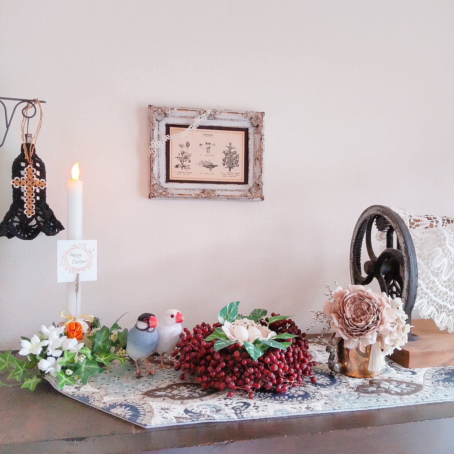 イースターディスプレイ ハッピーイースターのインテリア実例