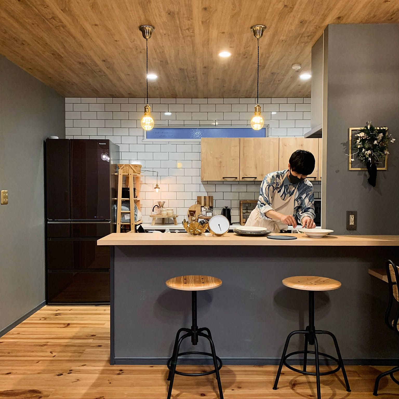 カフェ風キッチン/キッチンカウンター/規格住宅/おうち時間