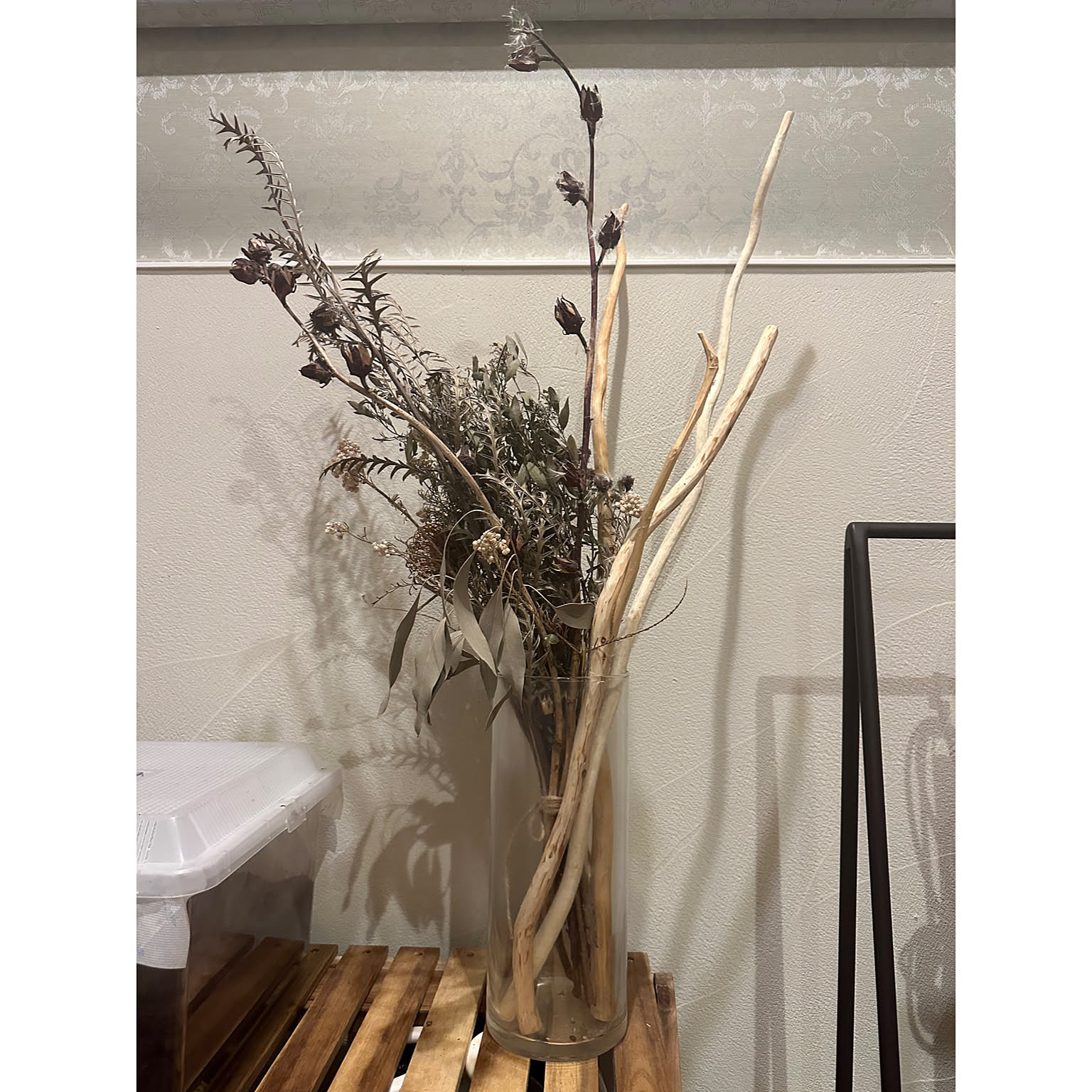 ドライフラワー☆枝物シンプルリース☆アシンメトリックデザイン