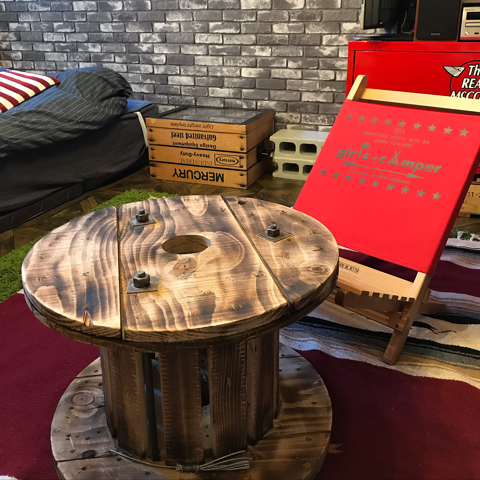 アウトドアインテリア/キャンプ道具/ケーブルドラムリメイク/ケーブル